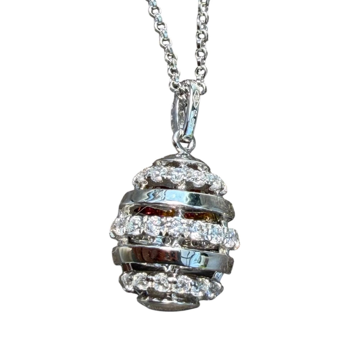 FABERGE Sterling Silver Charm necklace with crystal pendant, Fabergé