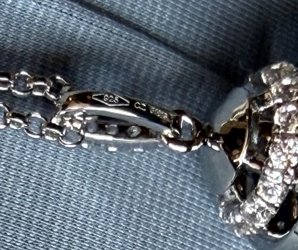 FABERGE Sterling Silver Charm necklace with crystal pendant, Fabergé