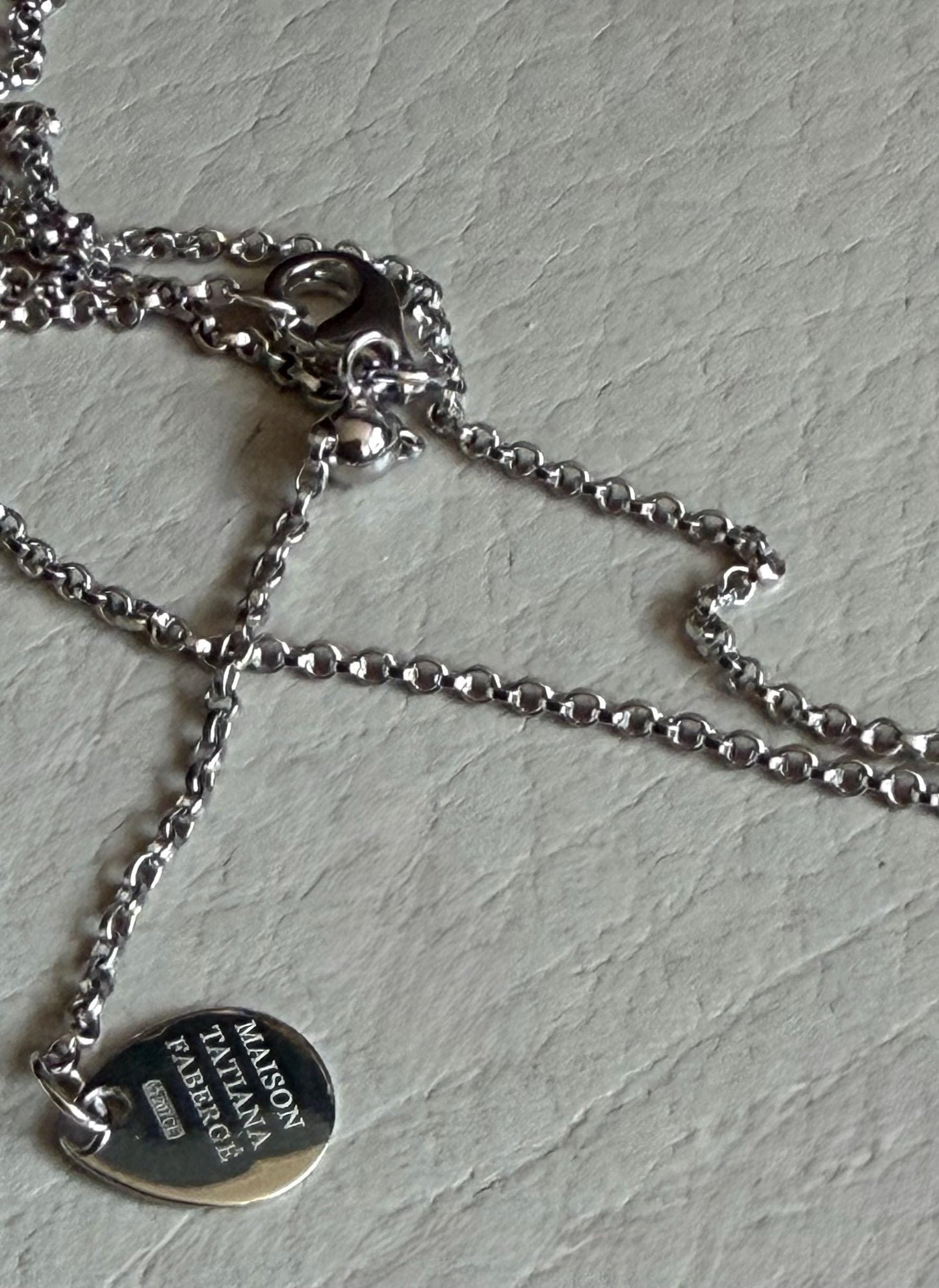 FABERGE Sterling Silver Charm necklace with crystal pendant, Fabergé