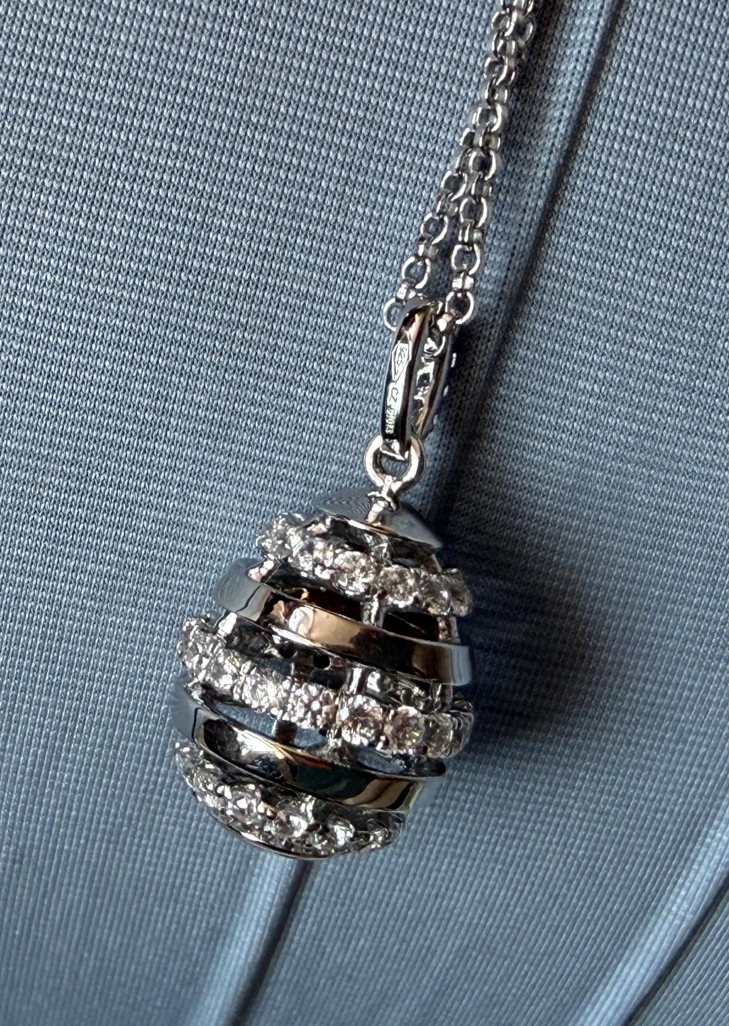 FABERGE Sterling Silver Charm necklace with crystal pendant, Fabergé