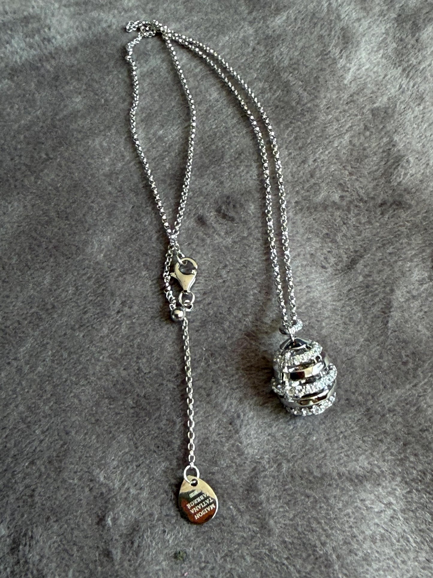 FABERGE Sterling Silver Charm necklace with crystal pendant, Fabergé