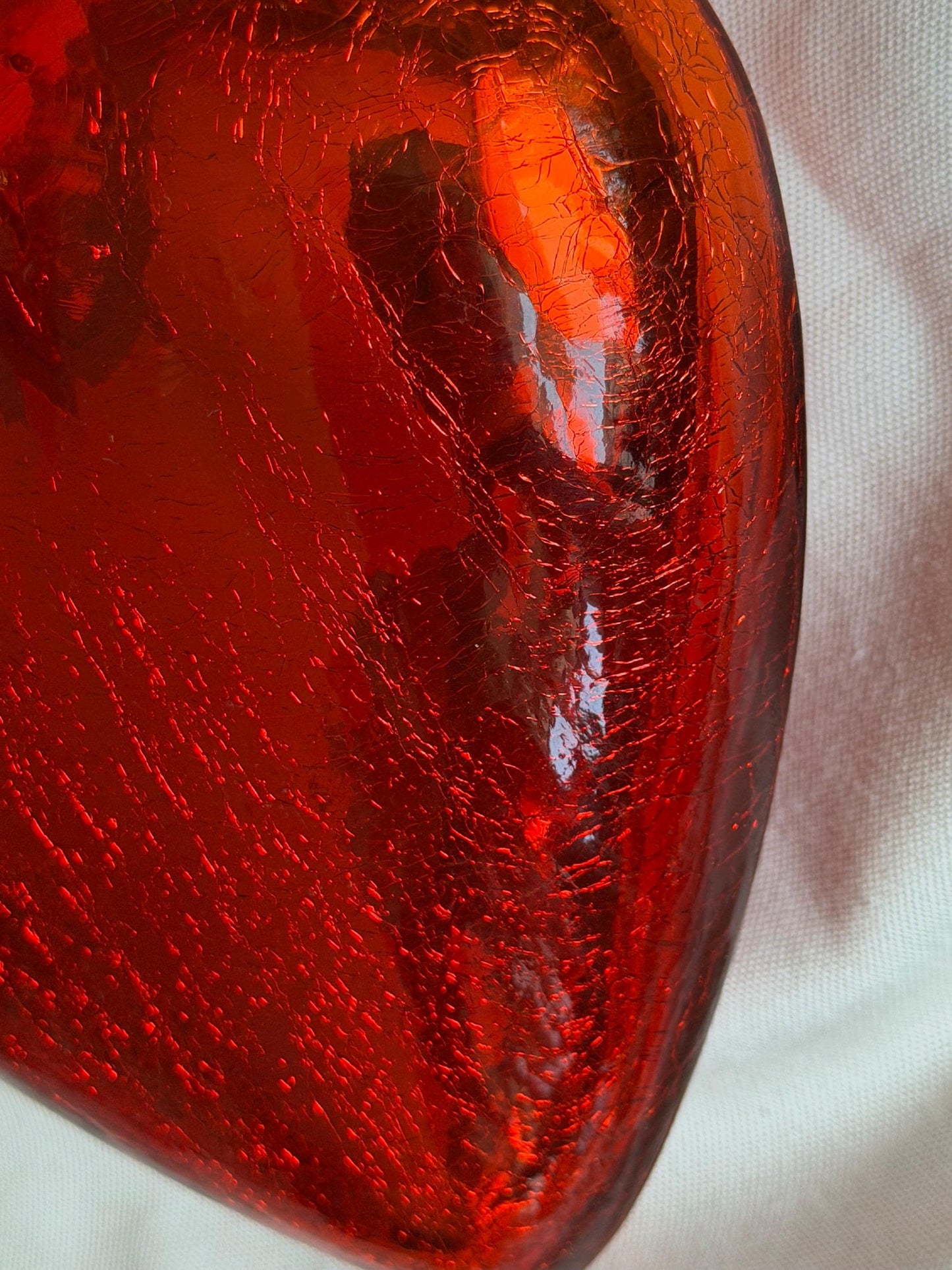 Antique xl  red heart Glass Christmas Baubles, Set of 3 large vintage Ornaments ‘grande bola del vidro’ romantic,  20 cm, christmas love