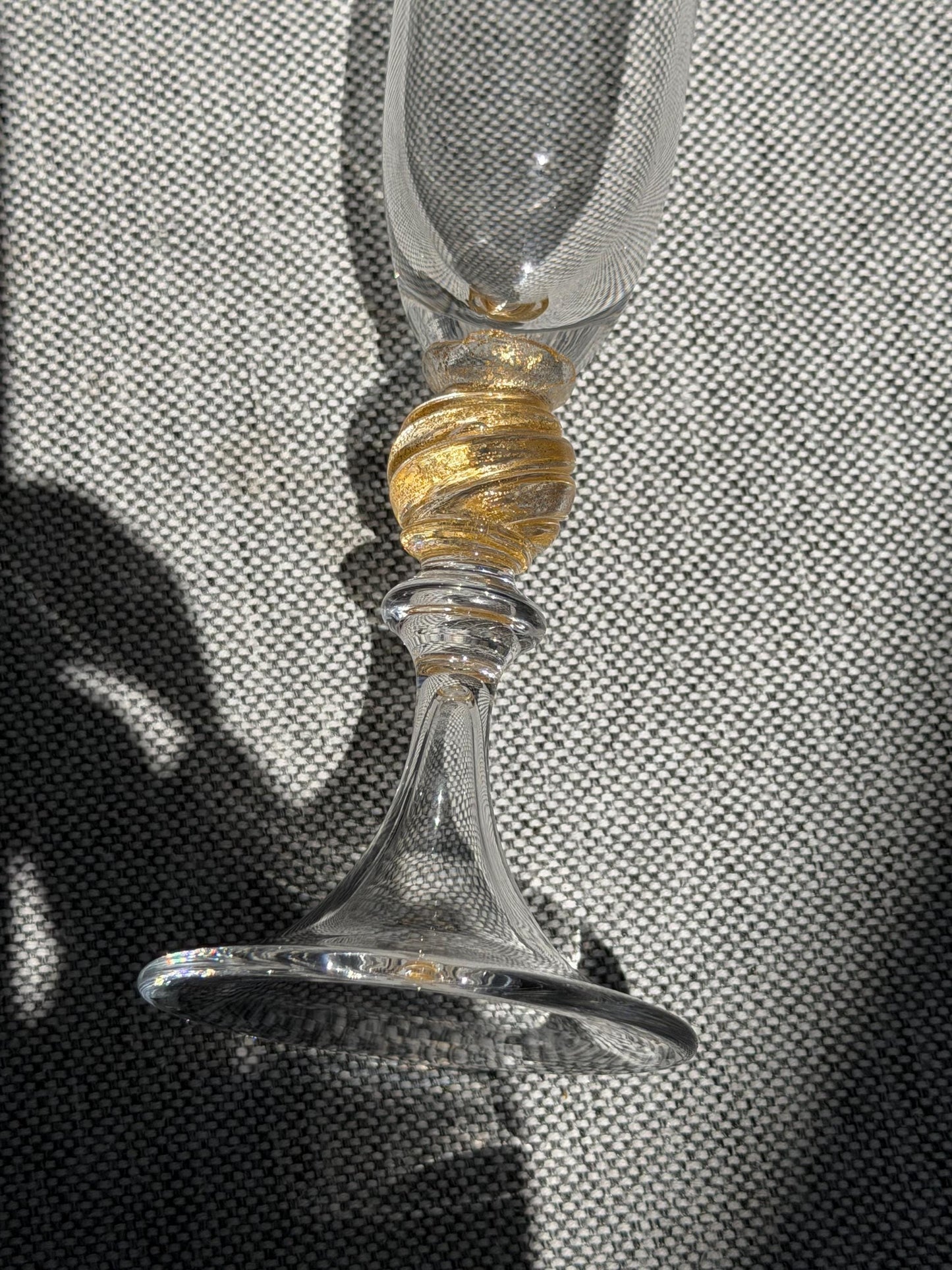 nason moretti  Murano Glass Champagne Flute, Hand Engraved, Rare, christmas birds peace