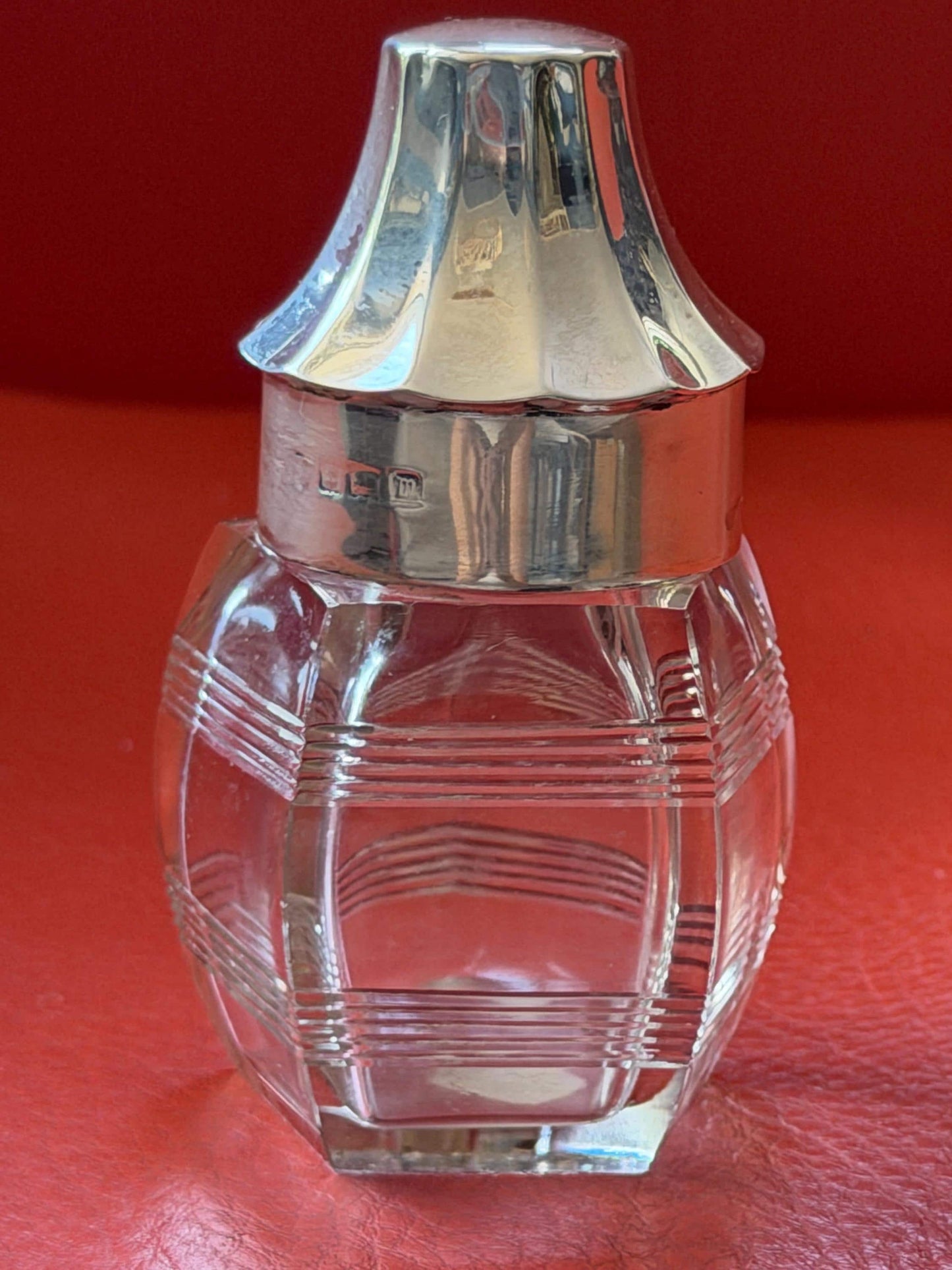 Antique Sterling Silver Crystal Vanity Set Edwardian Perfume Bottles atomizer Cut Glass Dressing Table Set