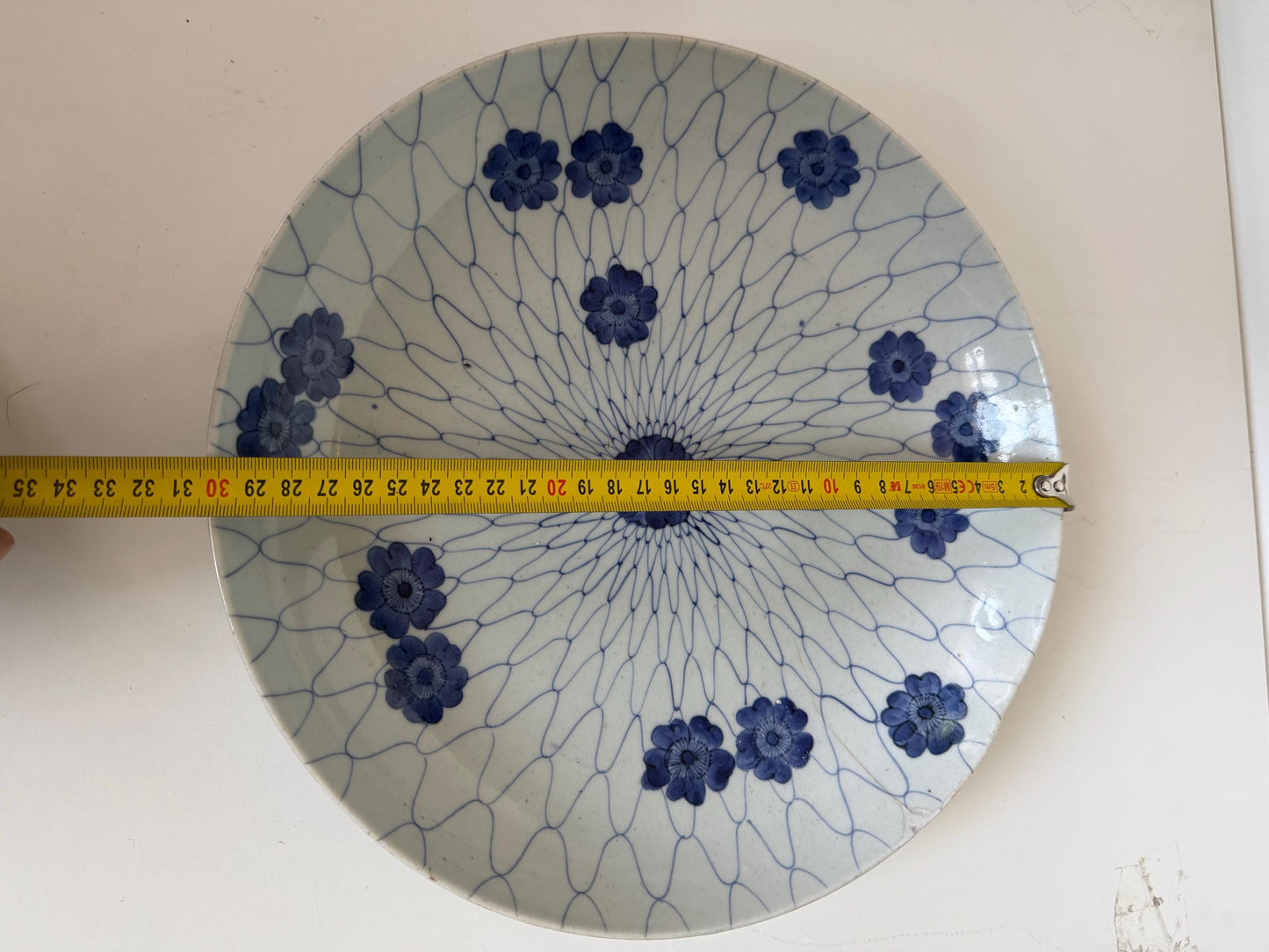 A Large Antique 18th Century Edo Arita Porcelain Plate - Blue and White Japanese - 33 cm