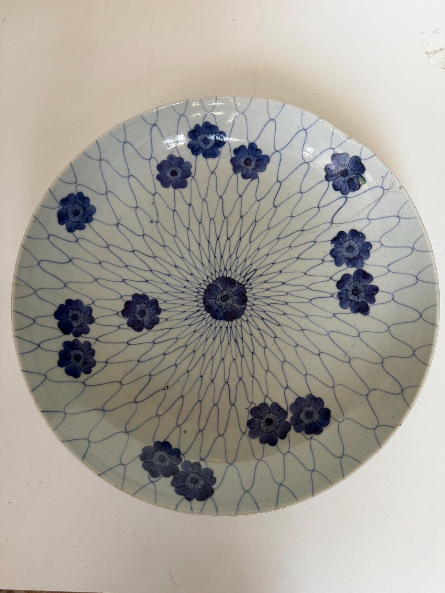 A Large Antique 18th Century Edo Arita Porcelain Plate - Blue and White Japanese - 33 cm