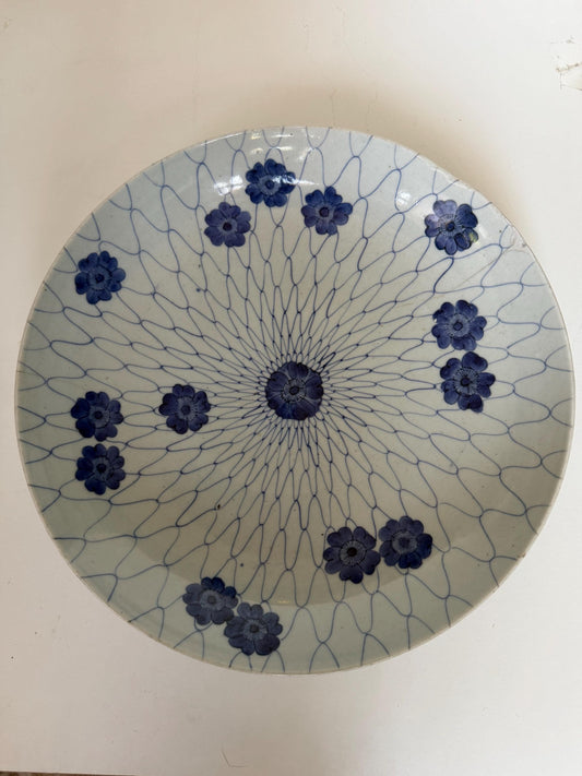 A Large Antique 18th Century Edo Arita Porcelain Plate - Blue and White Japanese - 33 cm