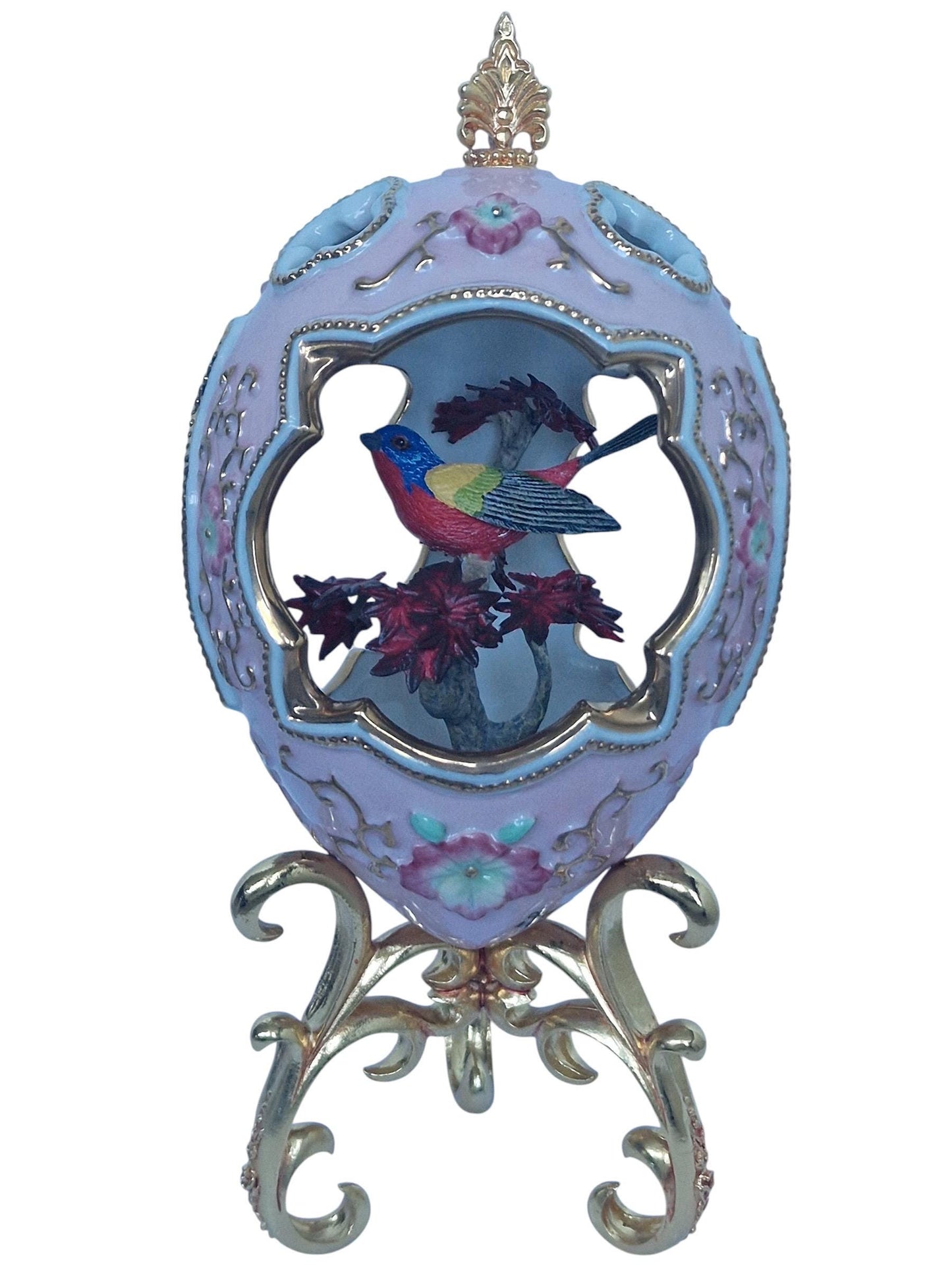House of Fabergé, Faberge, gilded porcelain large egg with certificate of authenticity, sweet garden of romance, pink egg, retired