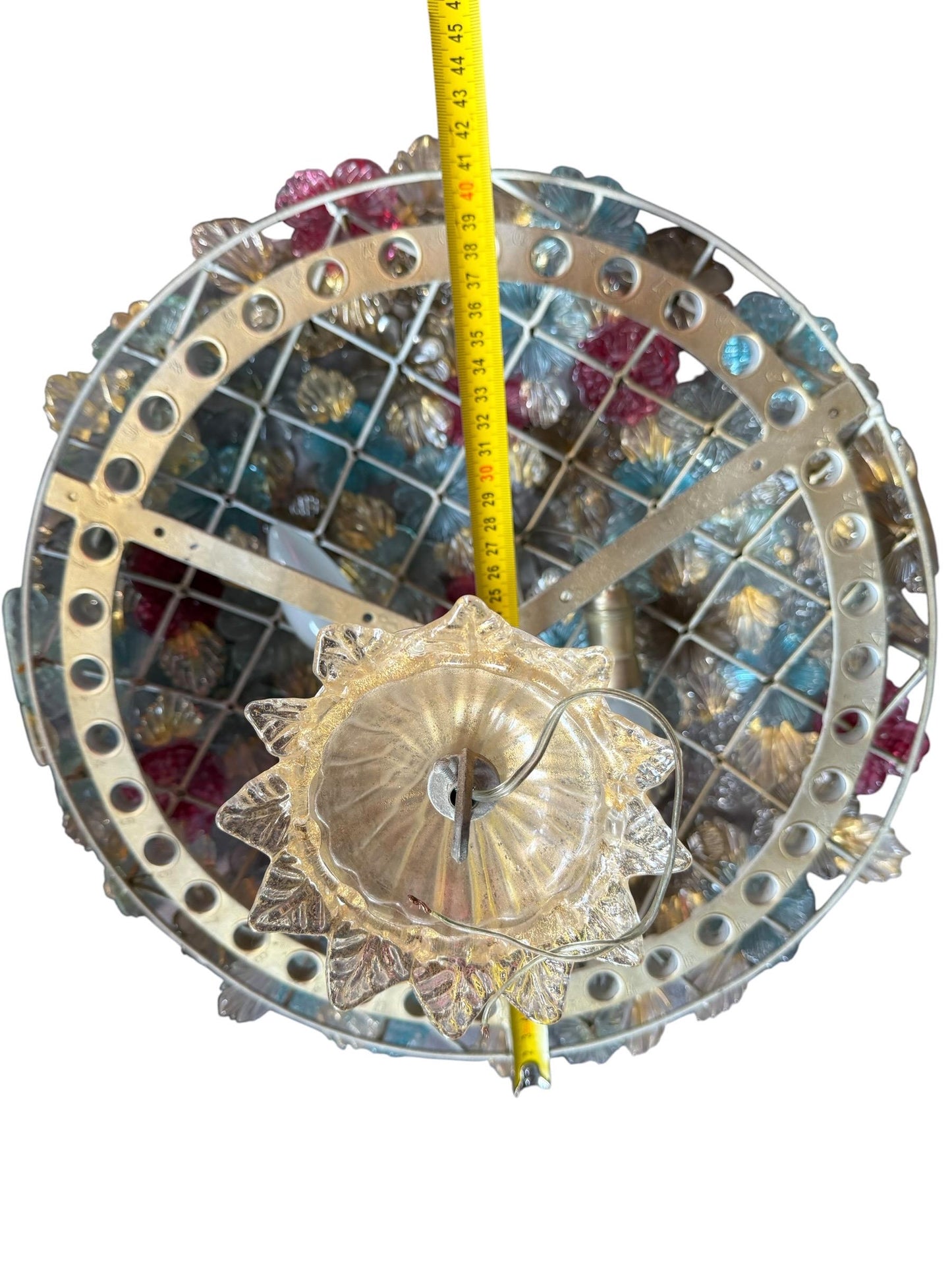 Murano Floral Chandelier, fiori gold infused ceiling light, Flavio Poli for Seguso, Murano, Italy, midcentury, rare, luxury