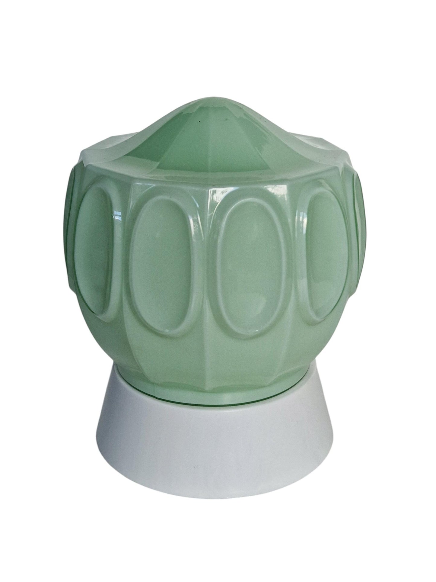 Art Deco light pastel green soft Glass Ceiling Lamp - Thabur, Niko Fixture, dutch amsterdam design