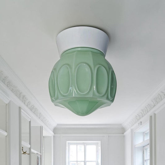 Art Deco light pastel green soft Glass Ceiling Lamp - Thabur, Niko Fixture, dutch amsterdam design
