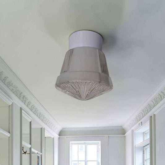 Art Deco light greige and transp soft Glass Ceiling Lamp - Thabur, Niko Fixture, dutch amsterdam design