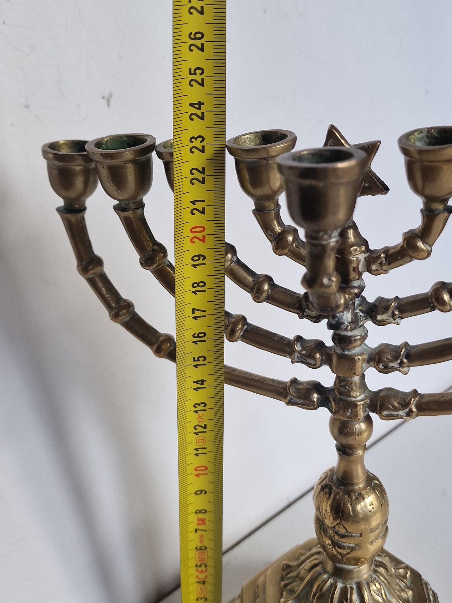 Antique Brass Hanukkah Menorah - Art Nouveau Jewish Candlestick