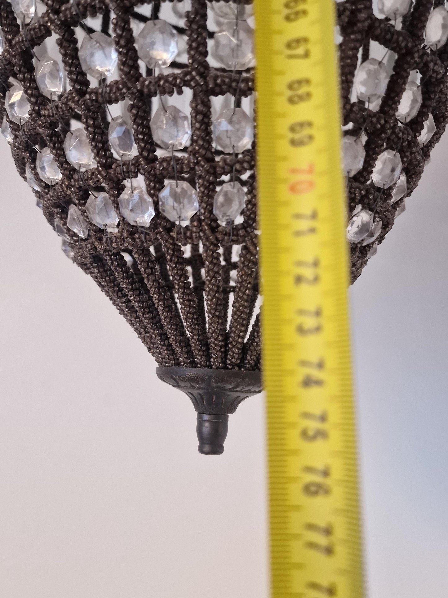 French Art Deco authentic Beaded Crystal Pear Chandelier, Circa 1930 - het Gooi, the Netherlands, stunning light aura