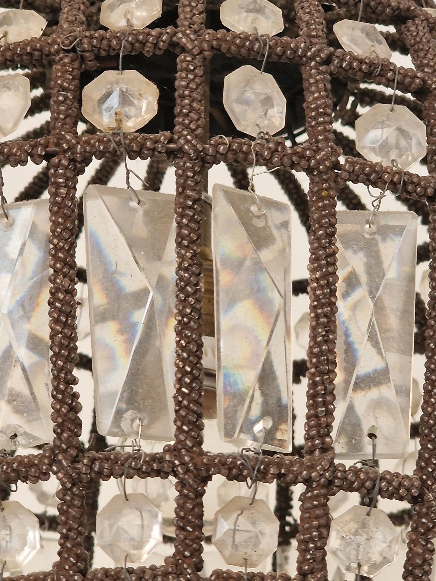 French Art Deco authentic Beaded Crystal Pear Chandelier, Circa 1930 - het Gooi, the Netherlands, stunning light aura