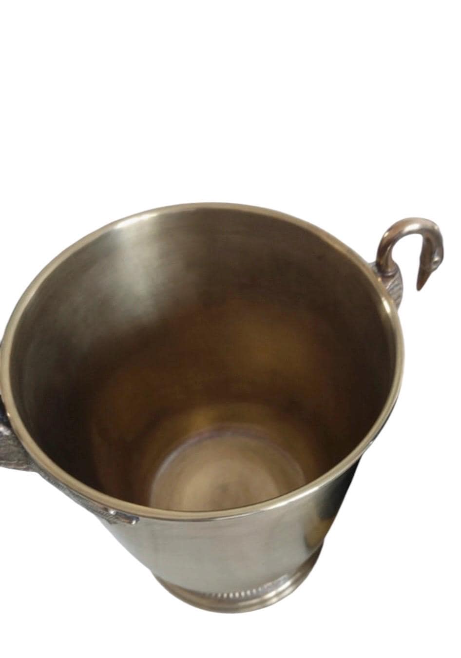 French Brass Champagne Bucket with Swan Handles – Large Empire Style Wine Cooler – Taittinger Style – Ice Bucket – France c.1935–1940