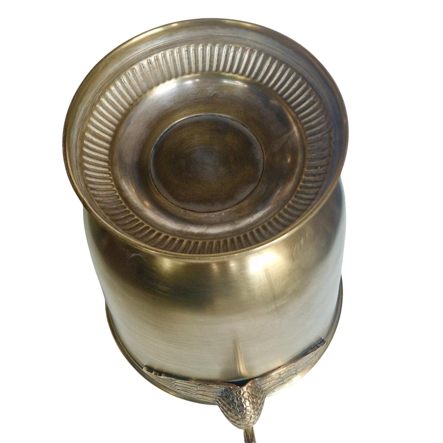French Brass Champagne Bucket with Swan Handles – Large Empire Style Wine Cooler – Taittinger Style – Ice Bucket – France c.1935–1940
