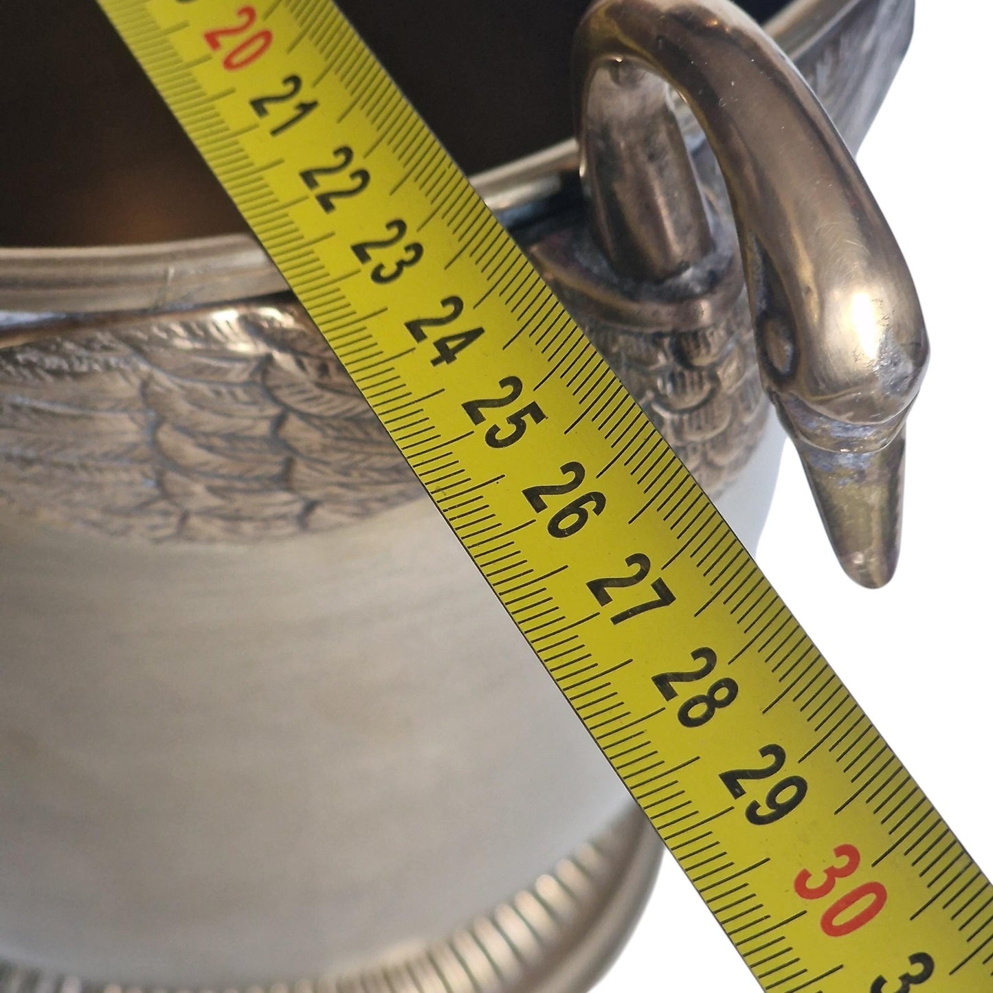 French Brass Champagne Bucket with Swan Handles – Large Empire Style Wine Cooler – Taittinger Style – Ice Bucket – France c.1935–1940