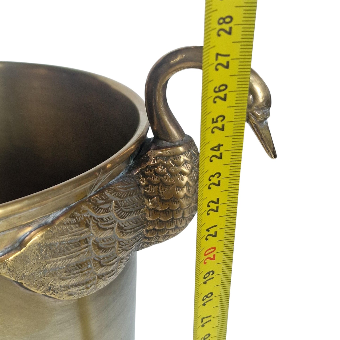 French Brass Champagne Bucket with Swan Handles – Large Empire Style Wine Cooler – Taittinger Style – Ice Bucket – France c.1935–1940