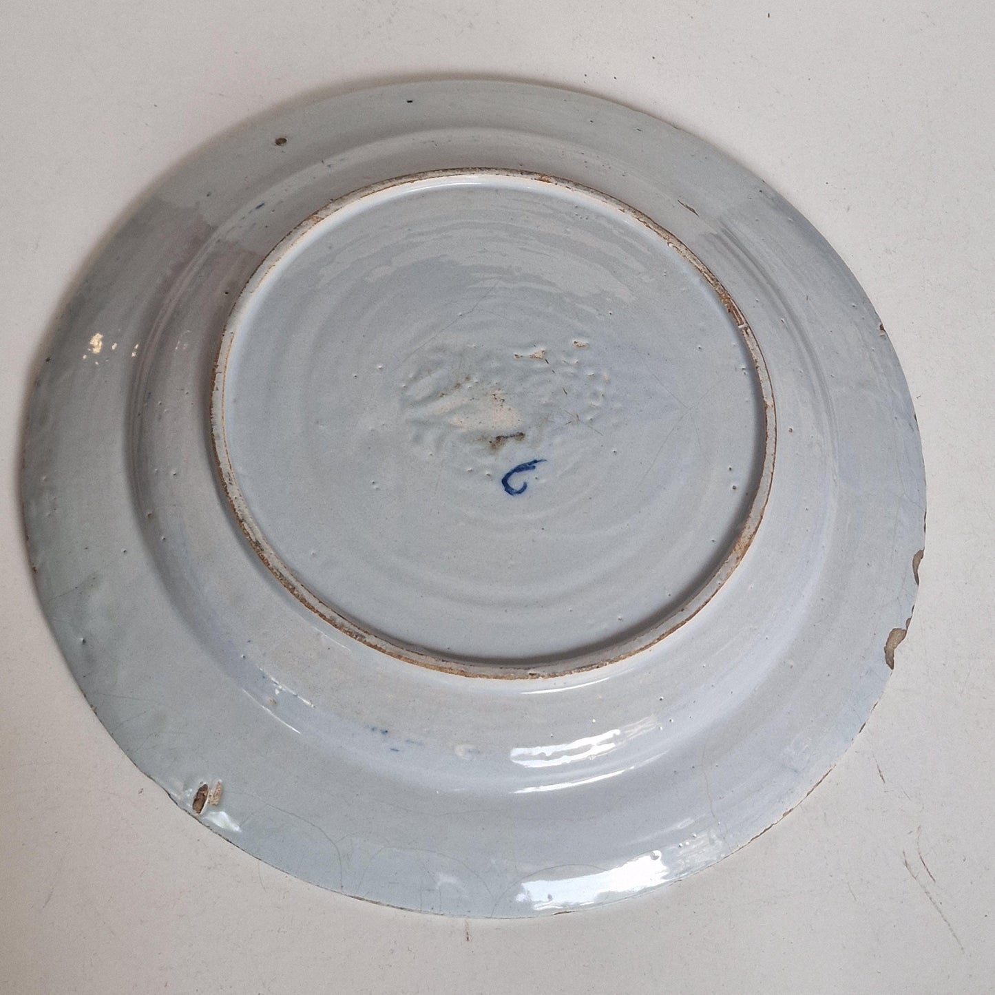 XL large Antique Delft Plate, pottery porceleyne clauw,  18th Century Dutch Chinoiserie, Oriental Decor