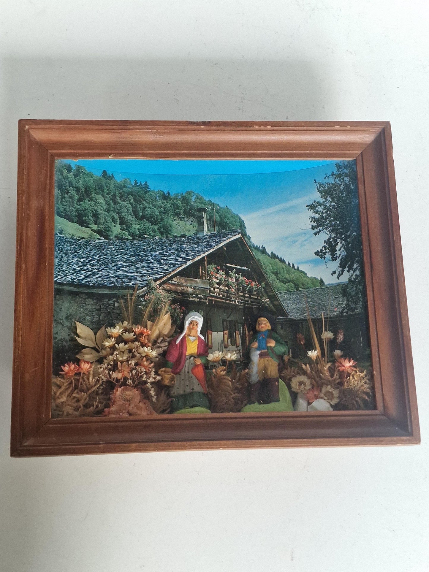 French Folk Art Diorama – Tableau Folklorique Avignon – Provence – Shadow Box – 23 cm - viewing bix 3d early tourism