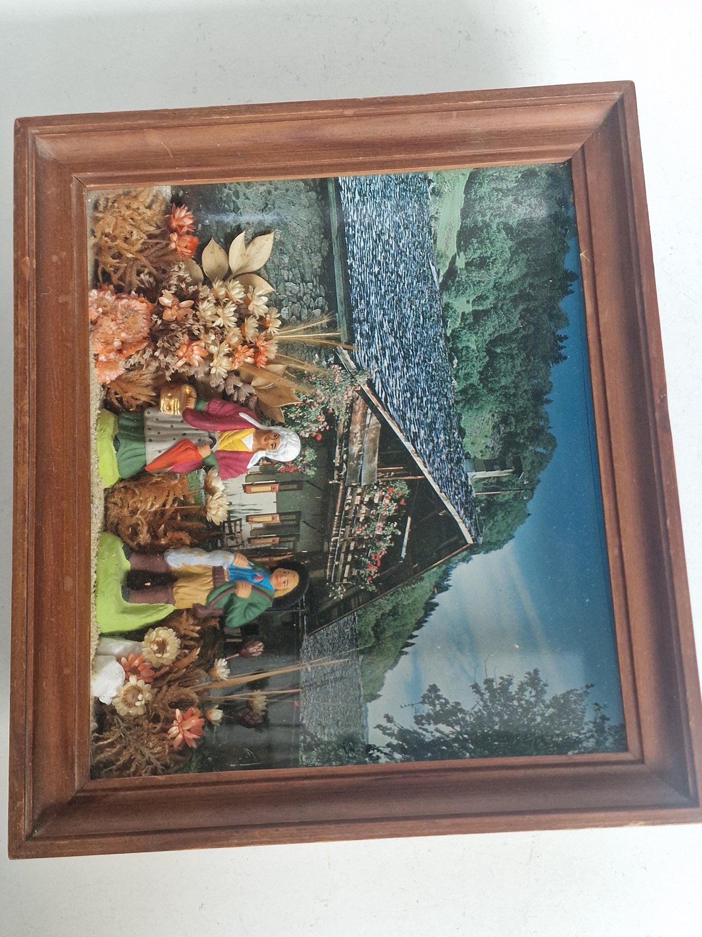 French Folk Art Diorama – Tableau Folklorique Avignon – Provence – Shadow Box – 23 cm - viewing bix 3d early tourism