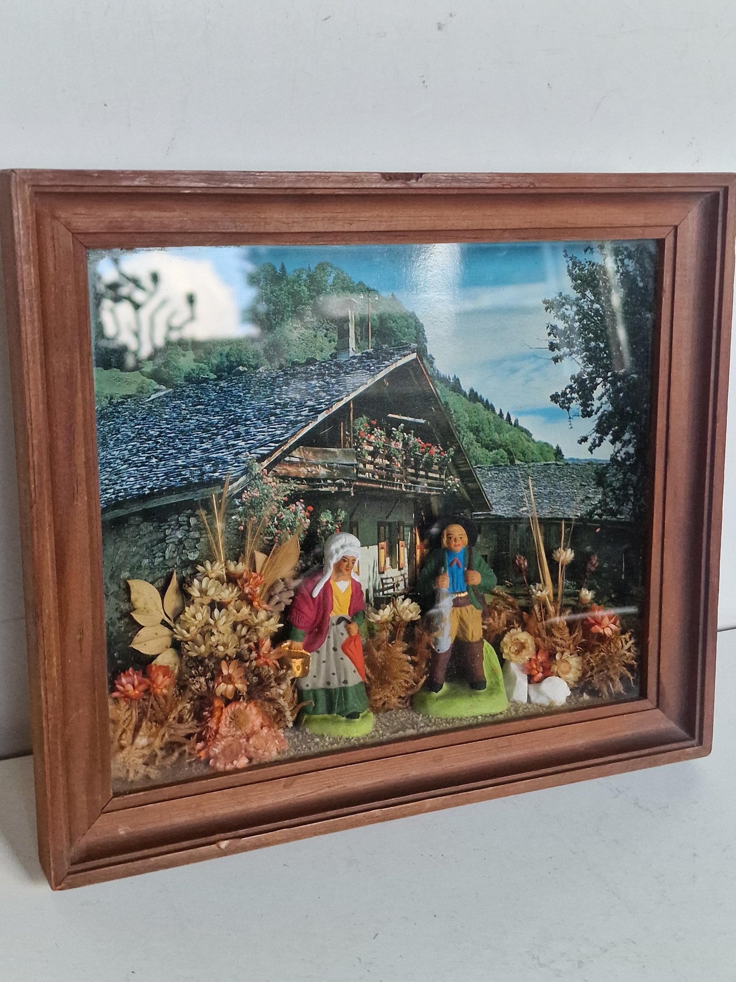 French Folk Art Diorama – Tableau Folklorique Avignon – Provence – Shadow Box – 23 cm - viewing bix 3d early tourism