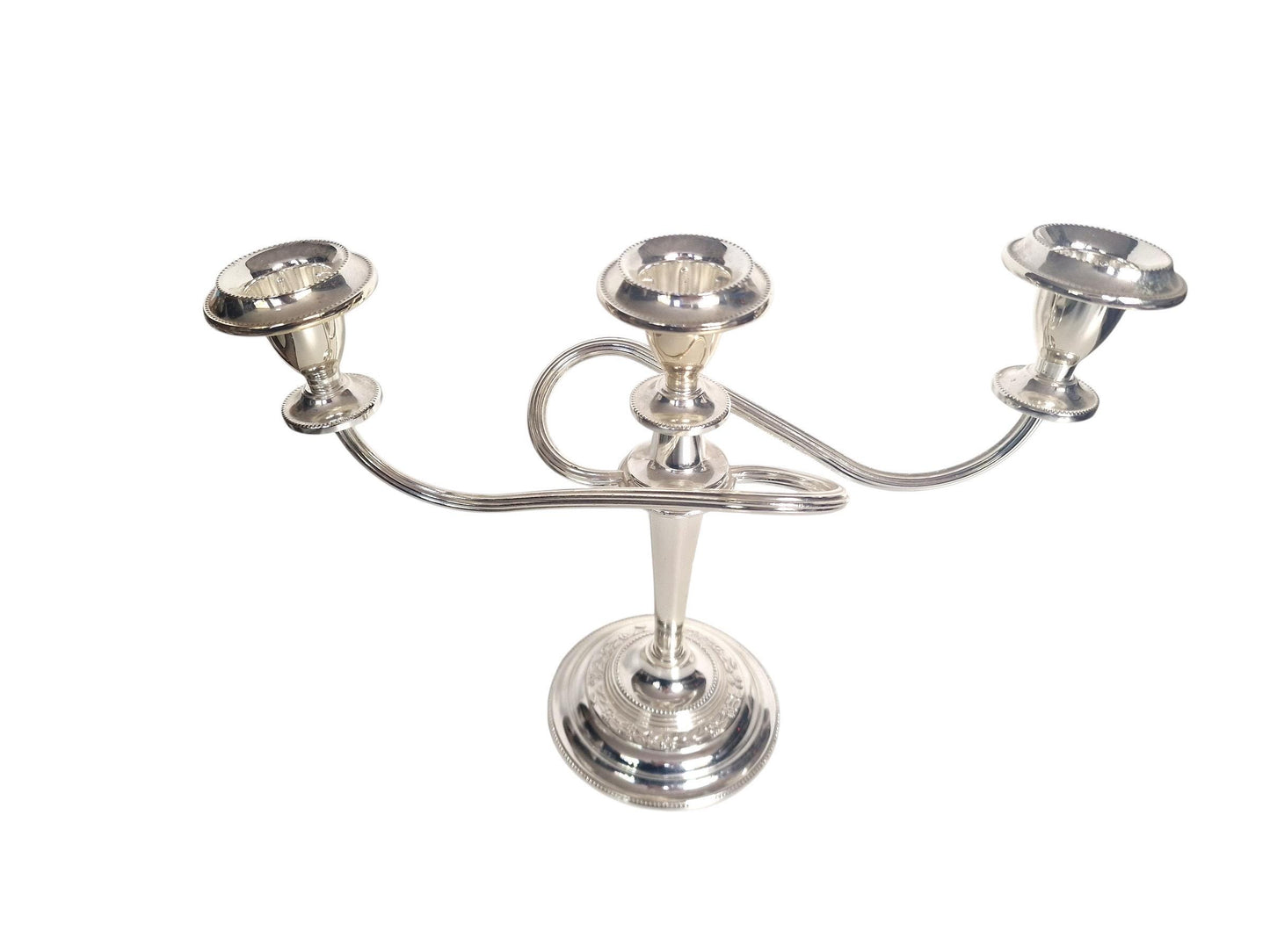 Vintage Silver Plated 3 Arm Candelabra, Three Light Candle Holder, scrolled arms, Classical Candlestick, Elegant Table Centerpiece