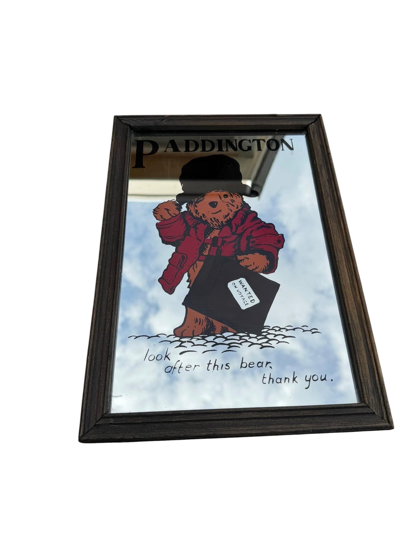 Vintage Paddington Bear Mirror – Framed Nursery Mirror – UK – c.1970s–1980s