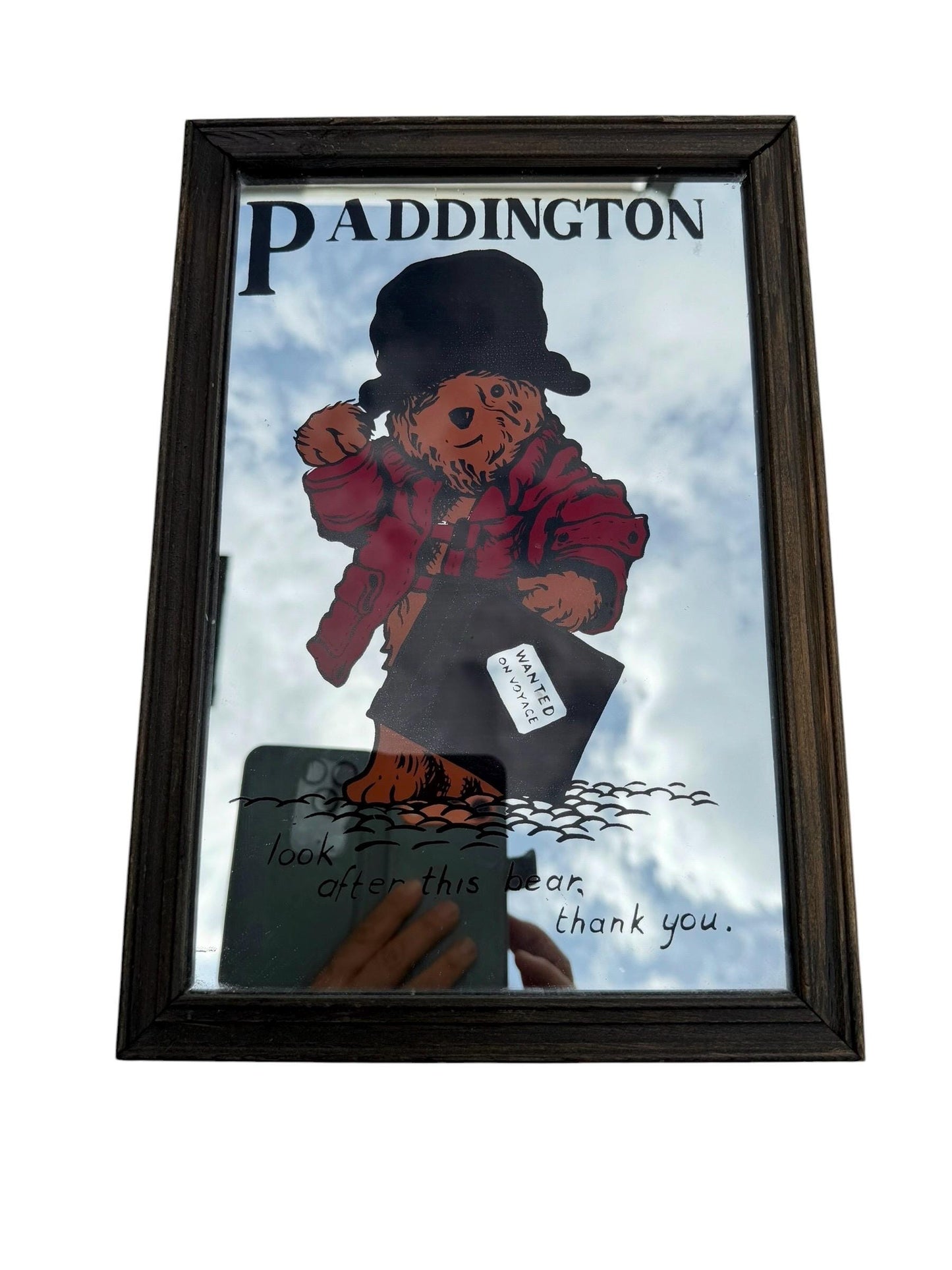 Vintage Paddington Bear Mirror – Framed Nursery Mirror – UK – c.1970s–1980s