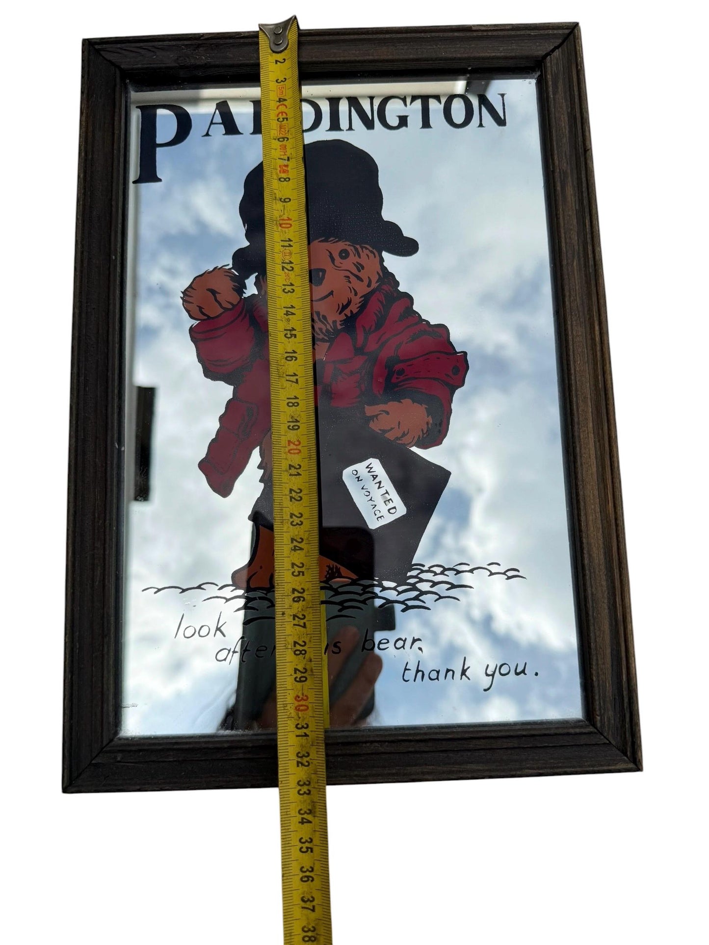 Vintage Paddington Bear Mirror – Framed Nursery Mirror – UK – c.1970s–1980s