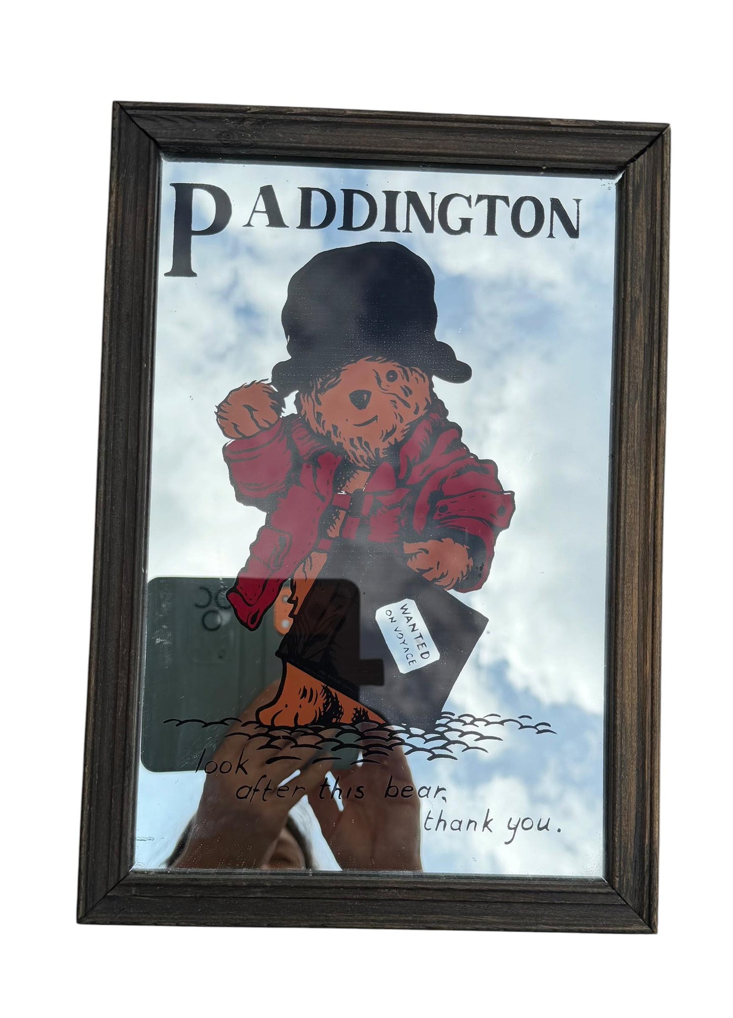 Vintage Paddington Bear Mirror – Framed Nursery Mirror – UK – c.1970s–1980s