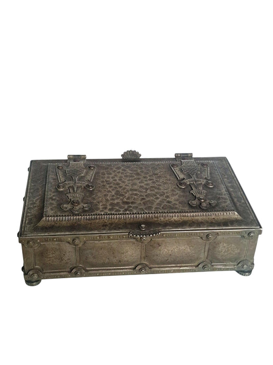 Arts & Crafts Hammered Metal pewter antique document Casket – England – c.1900–1915 scotland