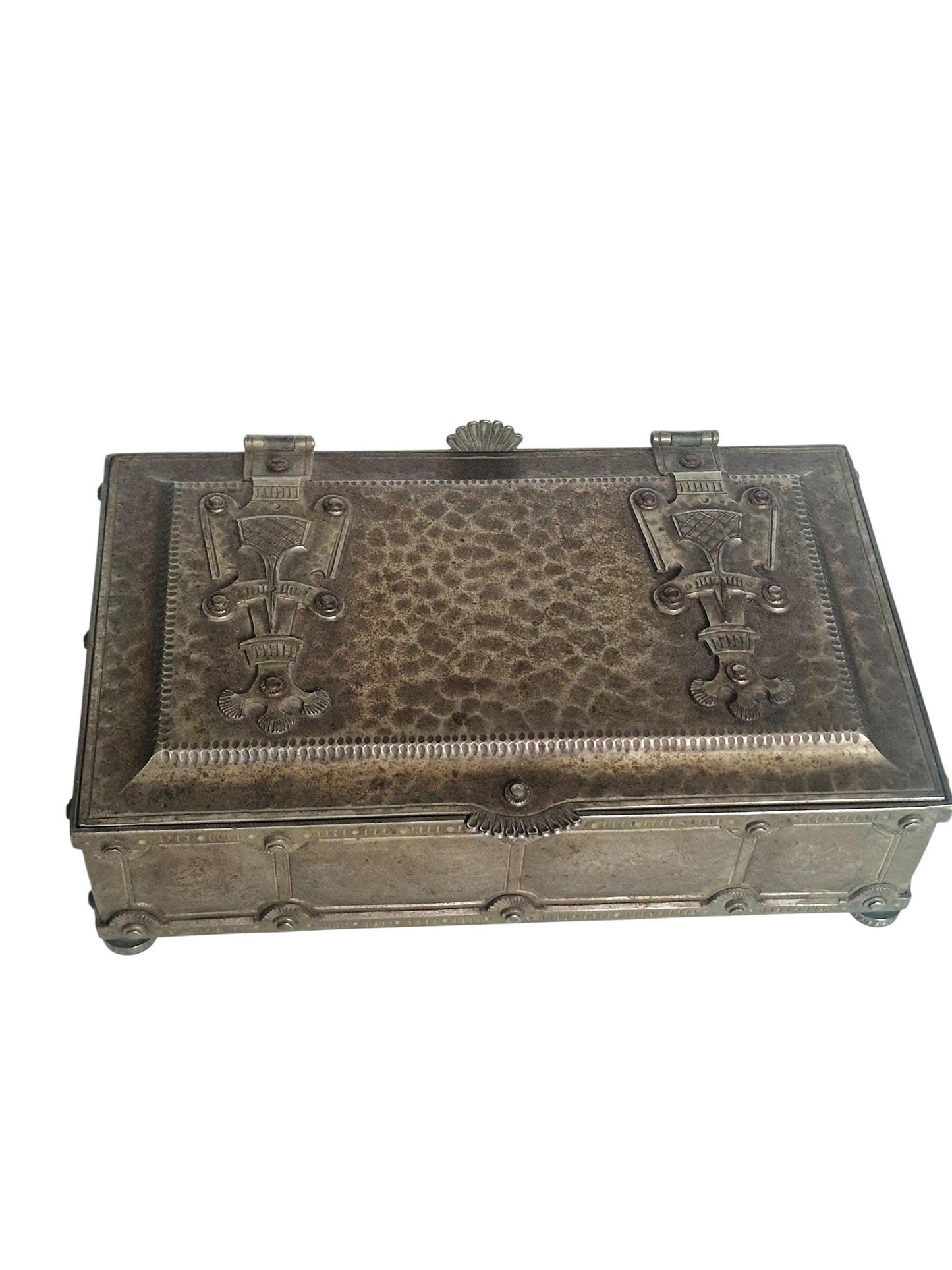 Arts & Crafts Hammered Metal pewter antique document Casket – England – c.1900–1915 scotland