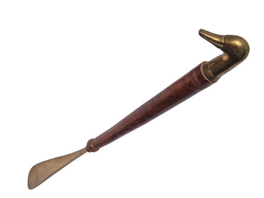 Vintage firm Brass Duck Head Shoe Horn, luxury cottage countryhome