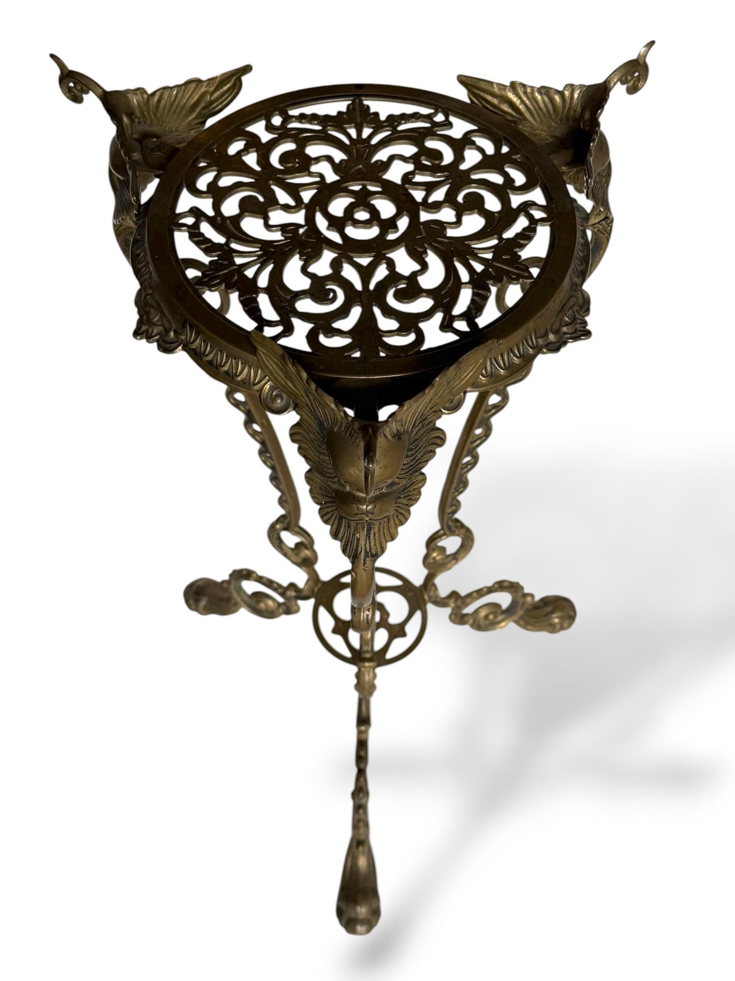 Sidetable, French Art Nouveau ornate Brass Plant Stand / Gueridon, circa 1900-1920