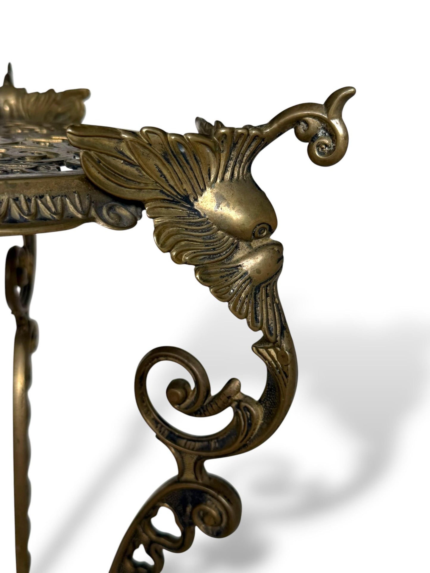 Sidetable, French Art Nouveau ornate Brass Plant Stand / Gueridon, circa 1900-1920