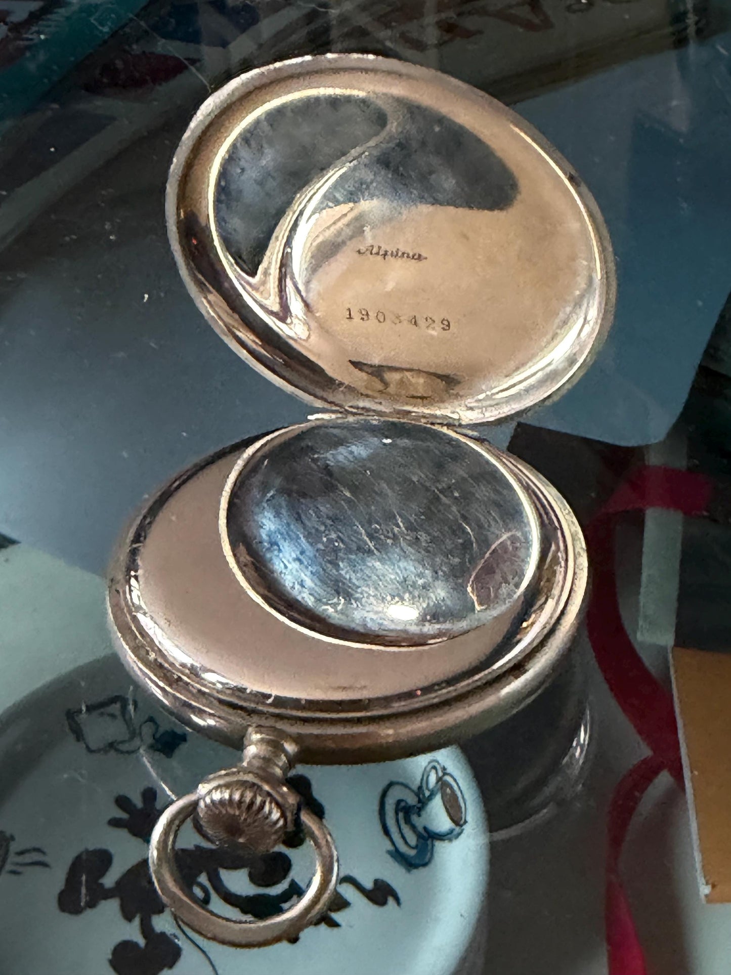 Alpina c zakhorloge, antique pocket watch in case