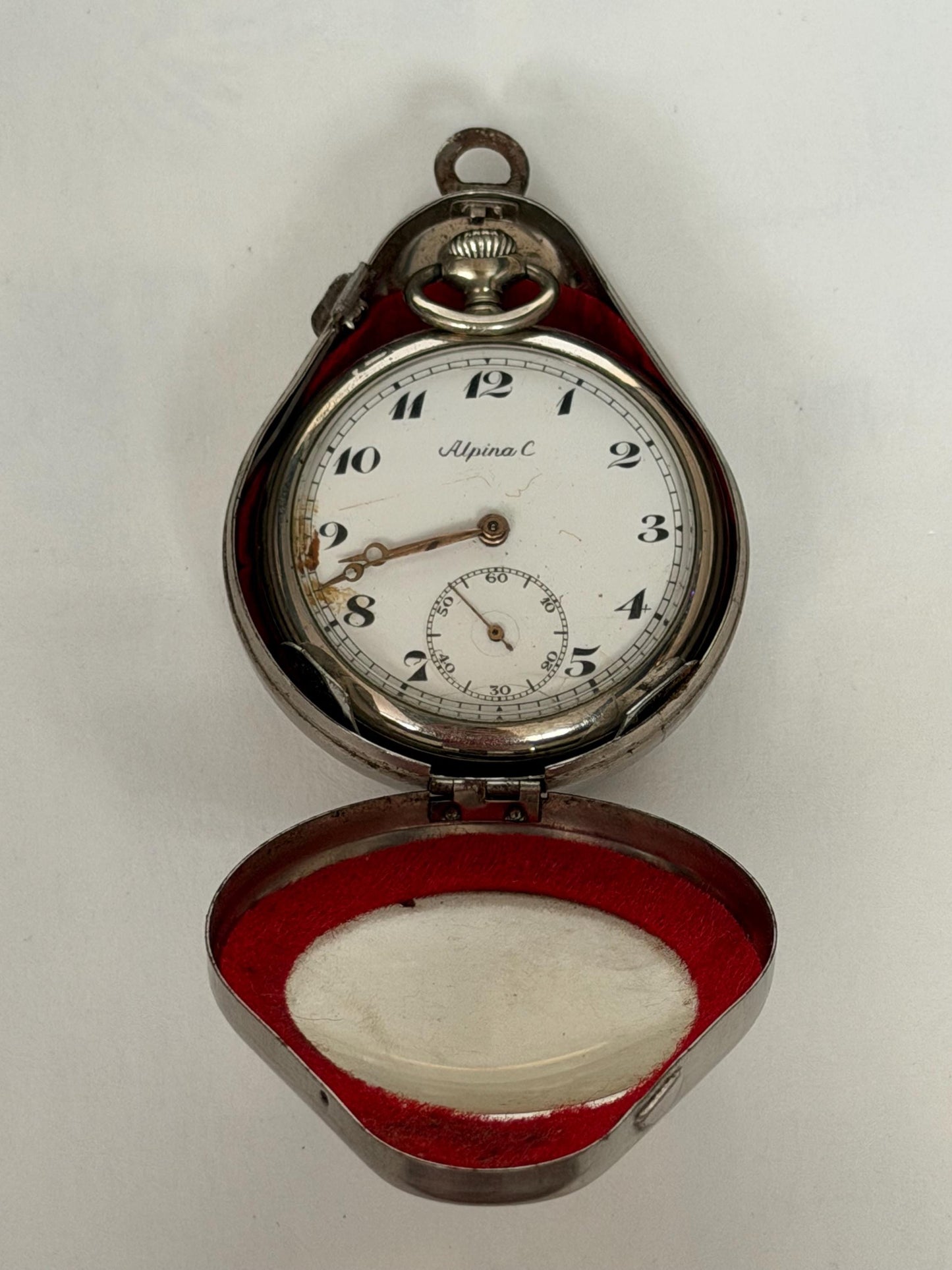 Alpina c zakhorloge, antique pocket watch in case