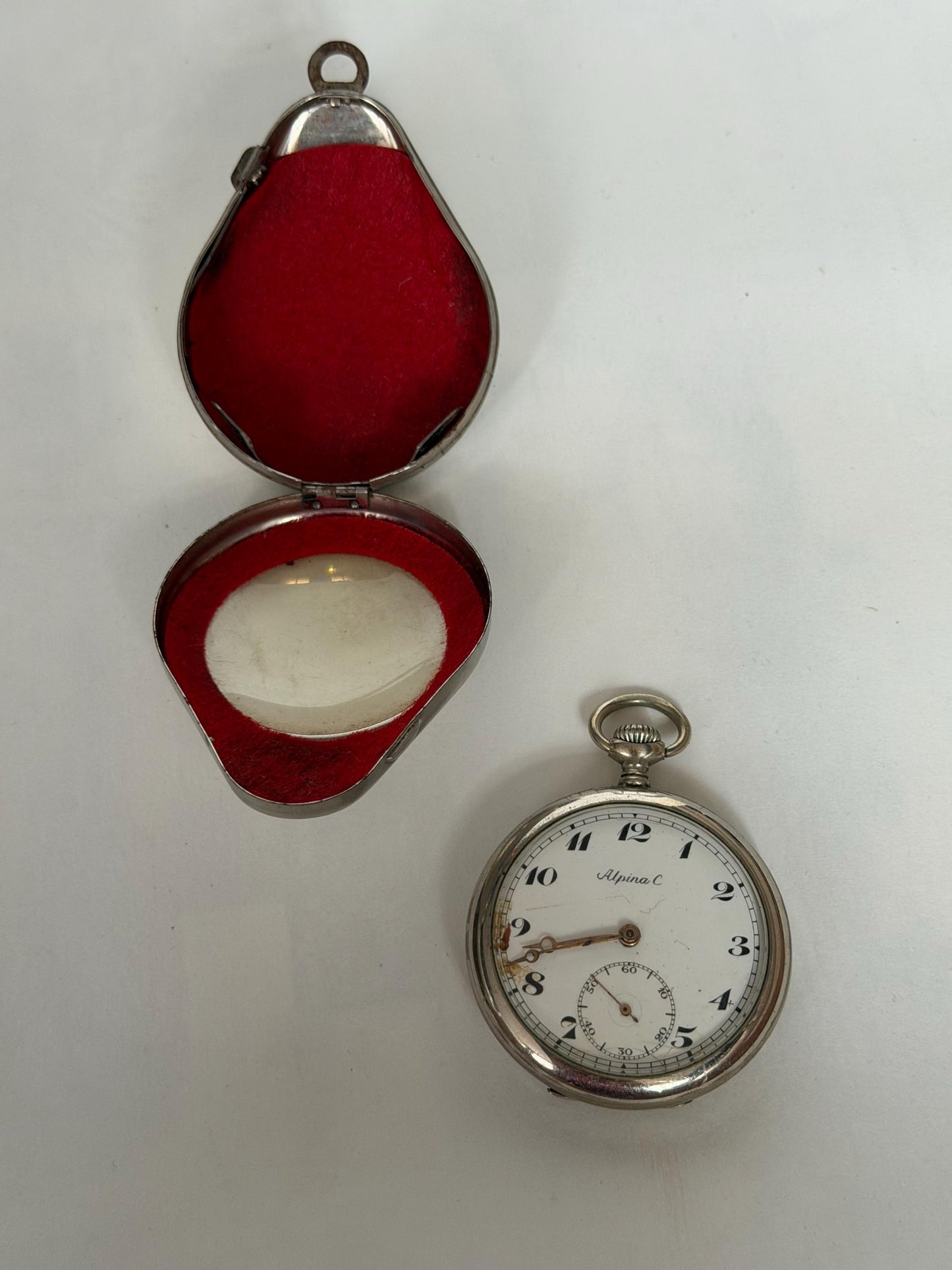 Alpina c zakhorloge, antique pocket watch in case