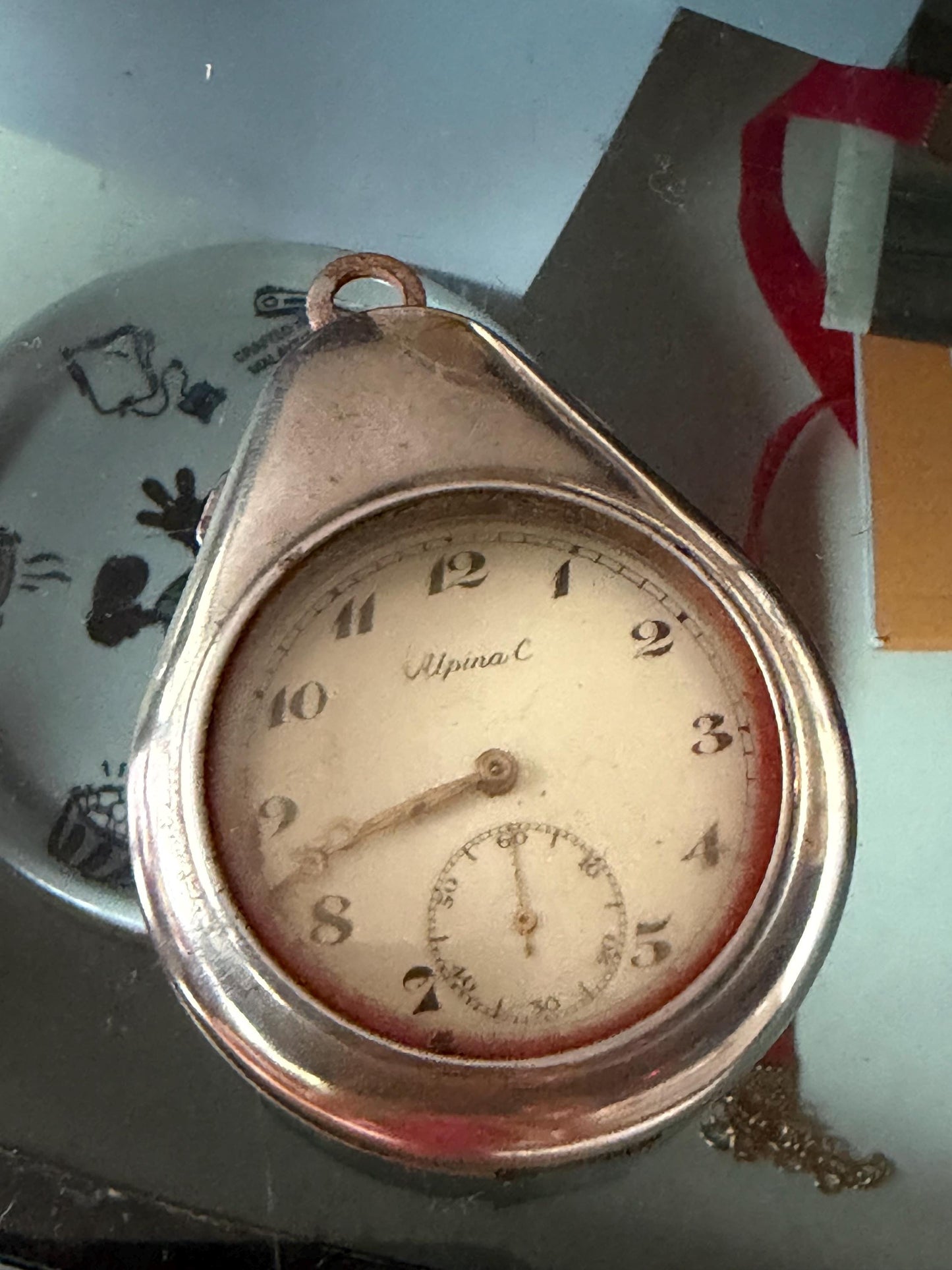 Alpina c zakhorloge, antique pocket watch in case