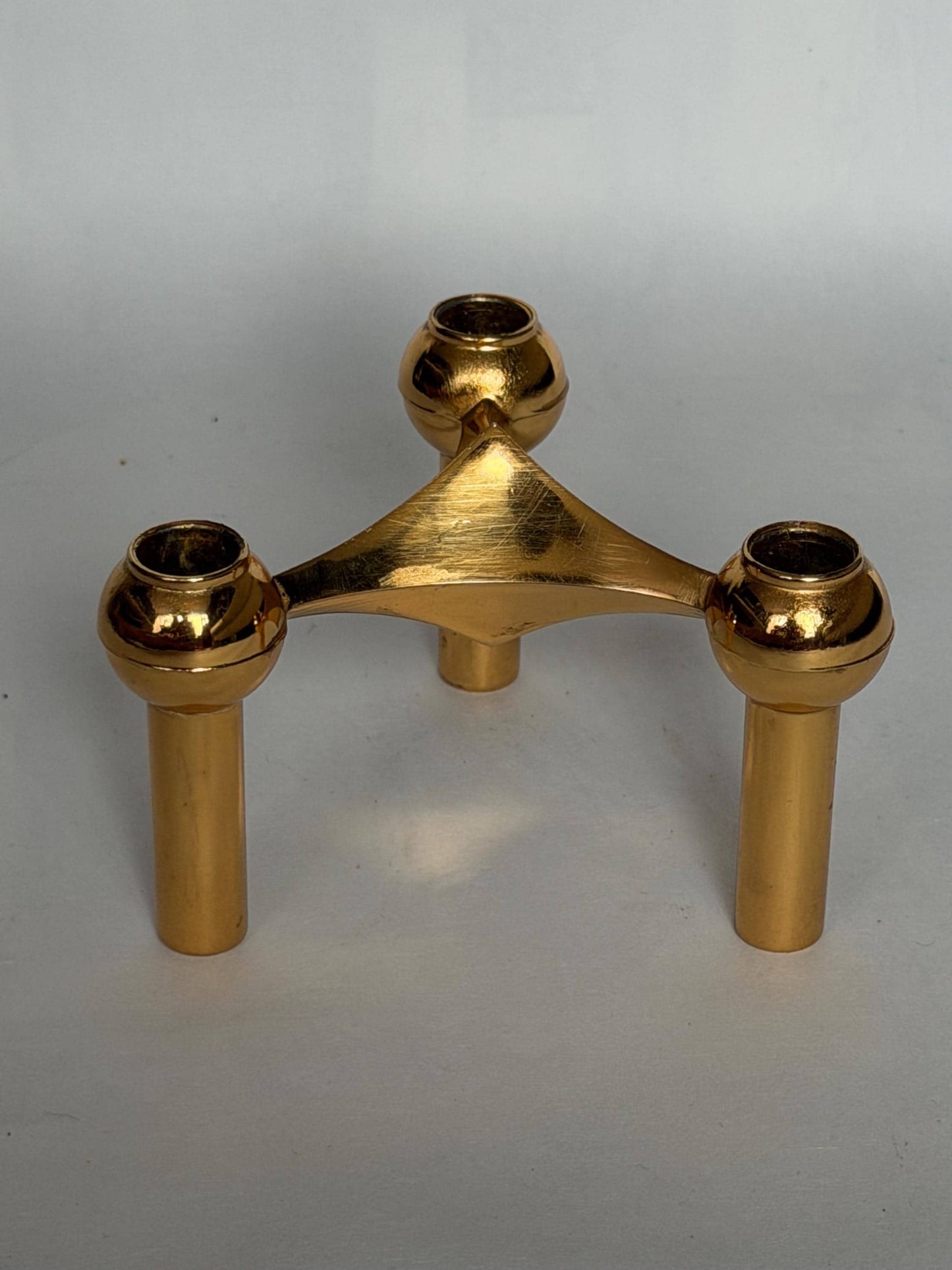Vintage Modernist Three-Light Candle Holder