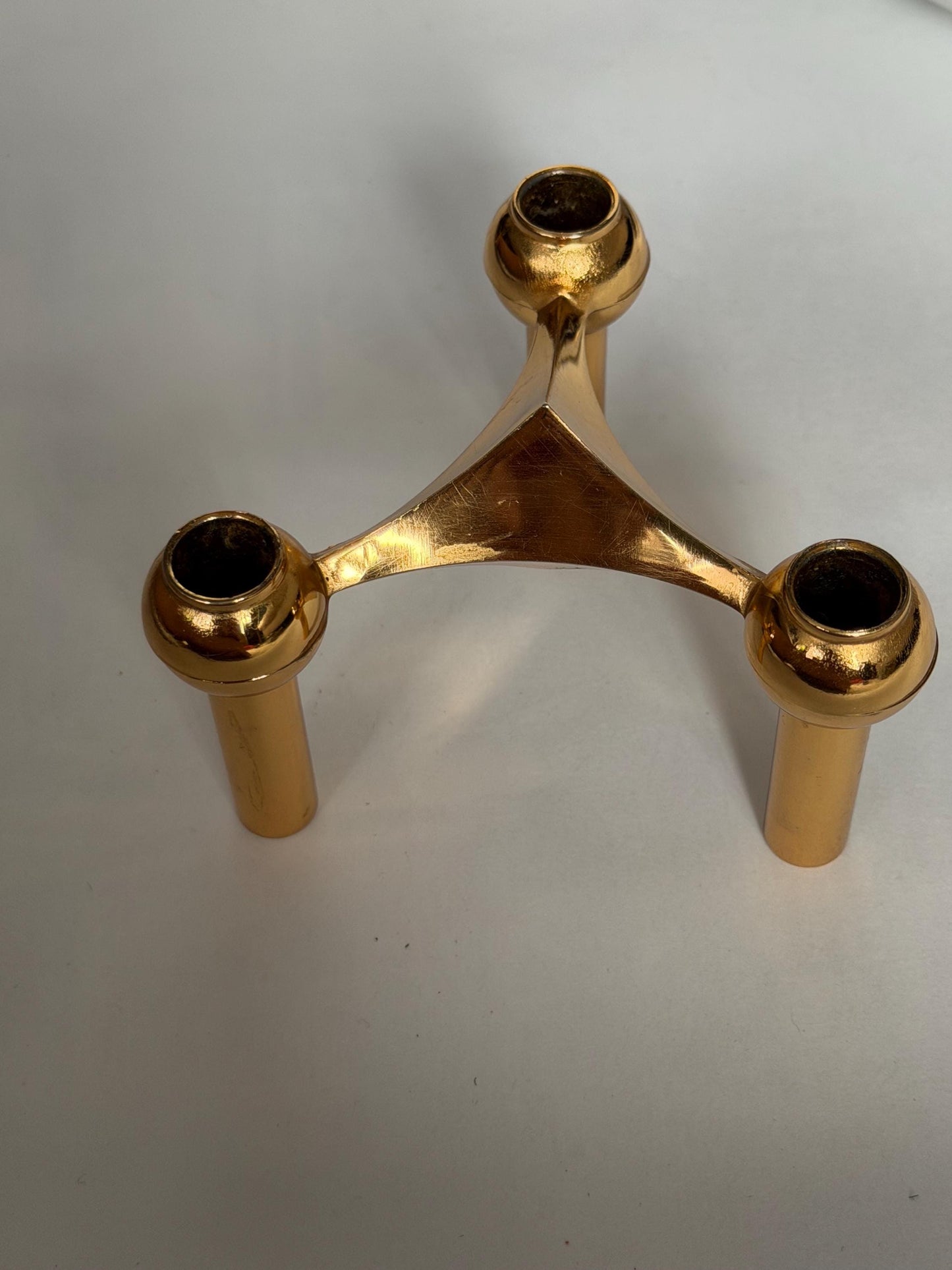 Vintage Modernist Three-Light Candle Holder