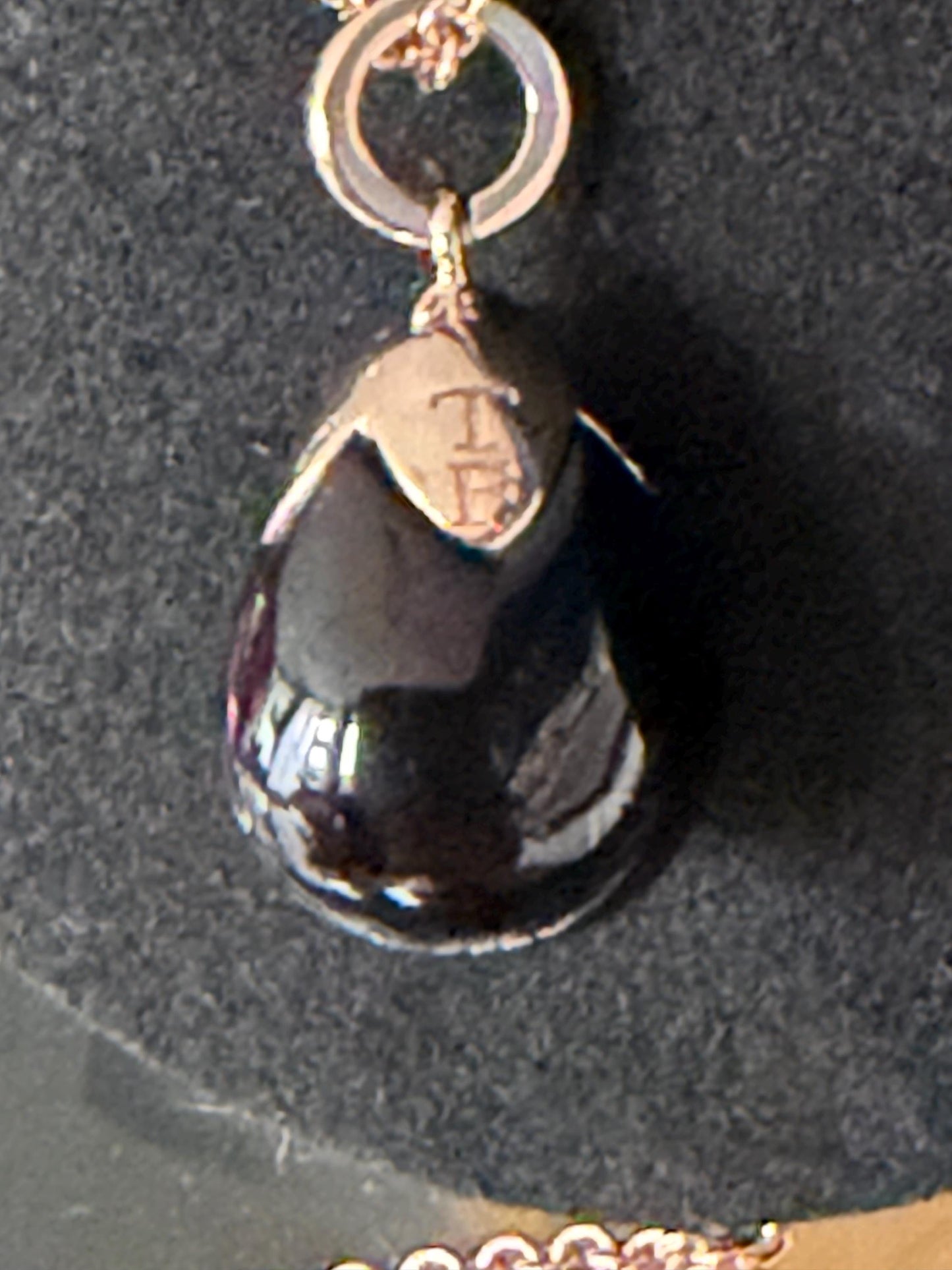 FABERGE Sterling Silver Rose Gold Charm necklace with onyx black pendant, Fabergé
