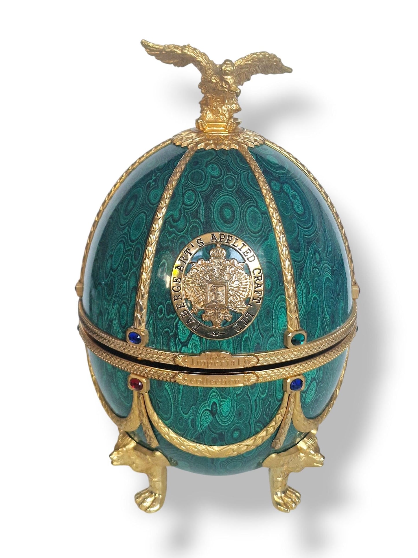 Faberge Egg, Imperial Collection liquer Decanter Set - Gold & Crystal, Limited Edition Fabergé emerald green