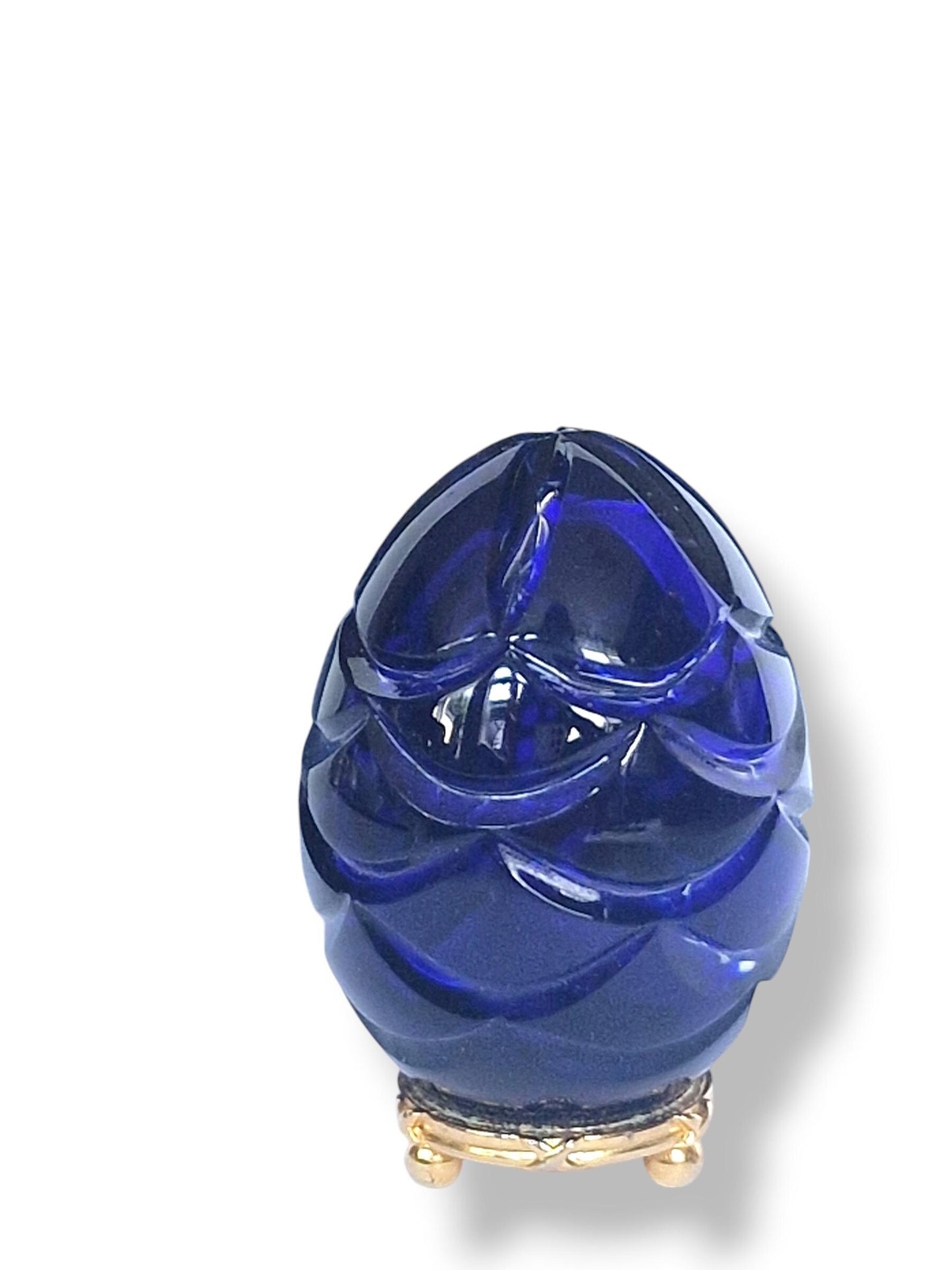 Signed Faberge Imperial boxed Crystal Egg, Limited Edition, sapphire blue
