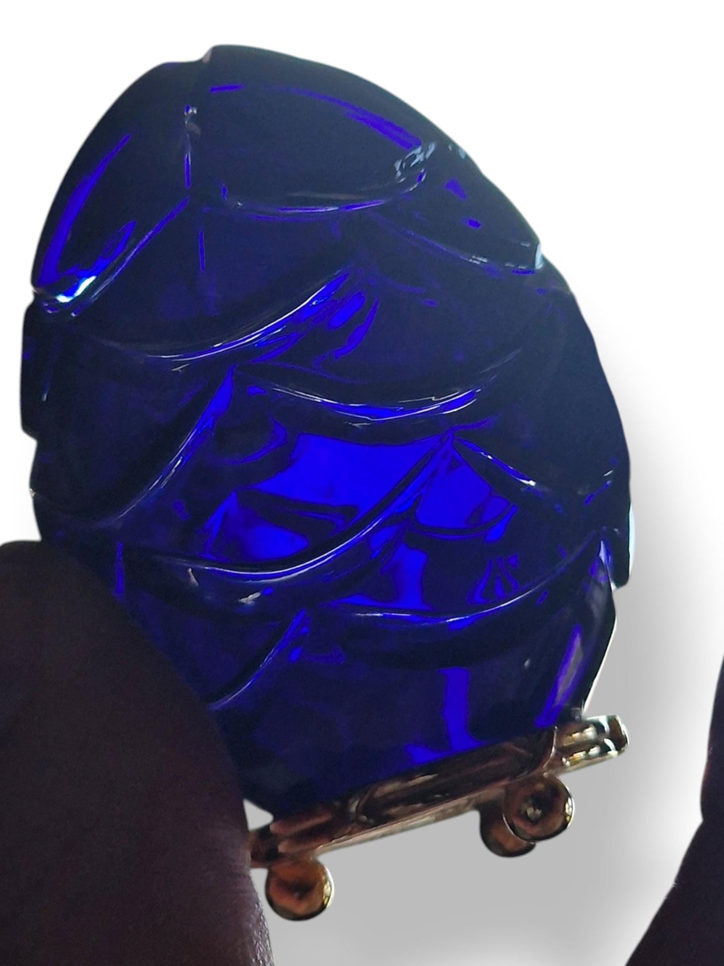 Signed Faberge Imperial boxed Crystal Egg, Limited Edition, sapphire blue