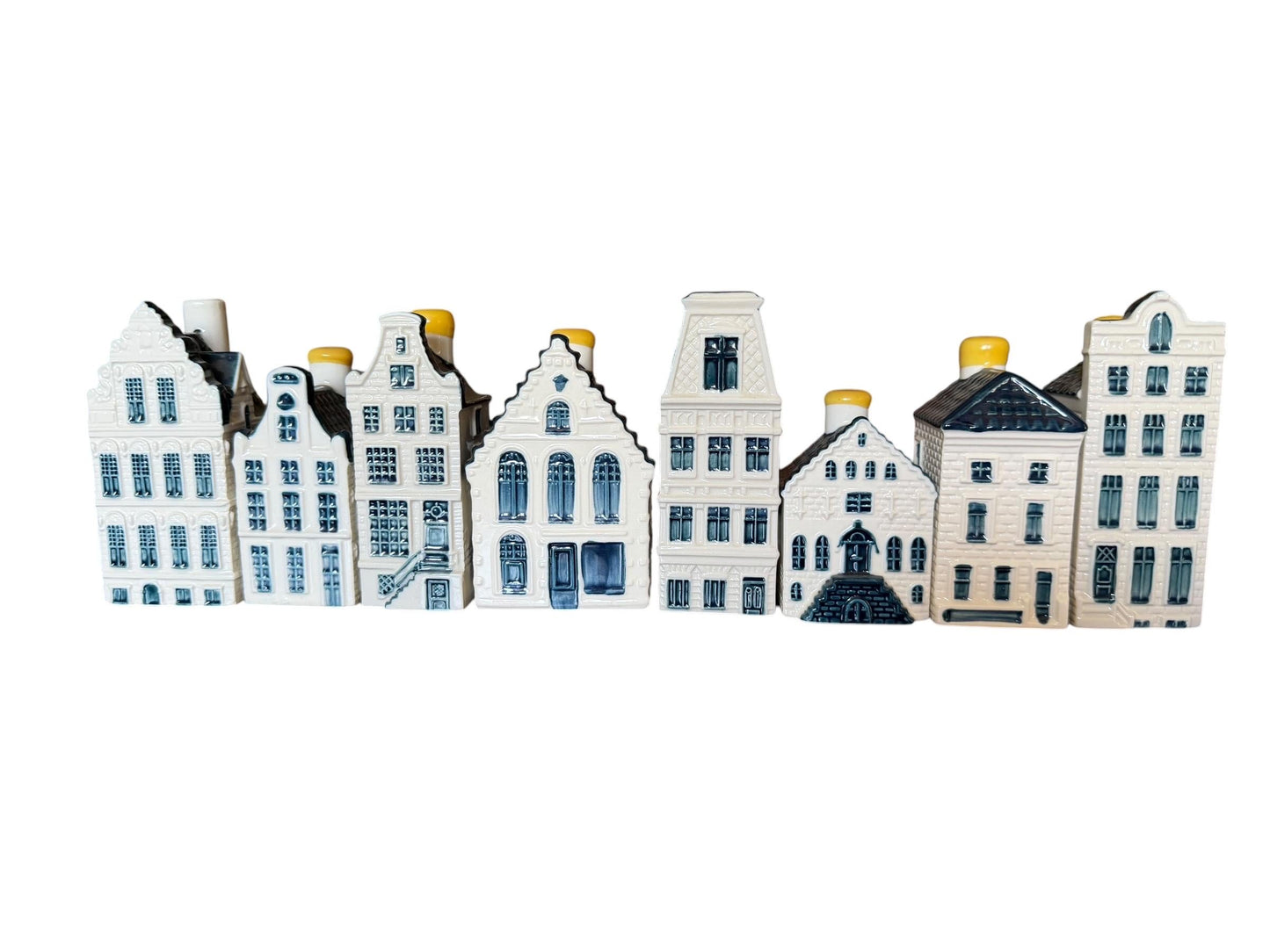 8 KLM Amsterdam Canal Houses, Hand Painted Porcelain Collectible Dutch grachtenpandjes street