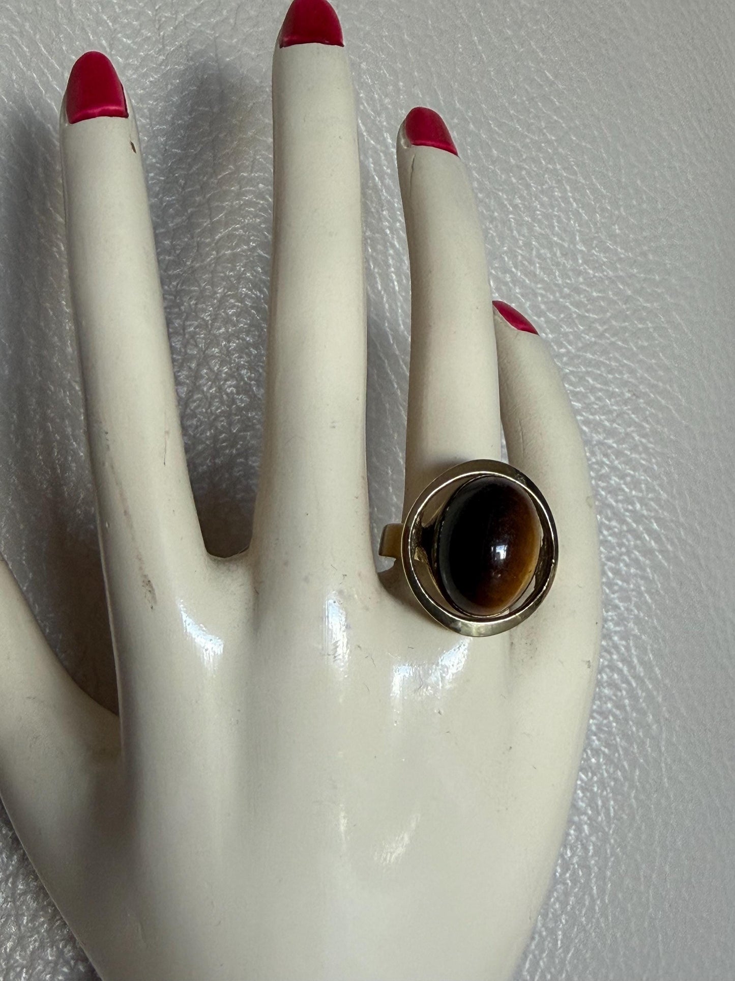 Vintage Scandinavian big designer 14K Gold Tiger’s Eye Ring,  Modernist 585 Gold,  Size 51, 8.2 g, perfect conditionausema jewelry