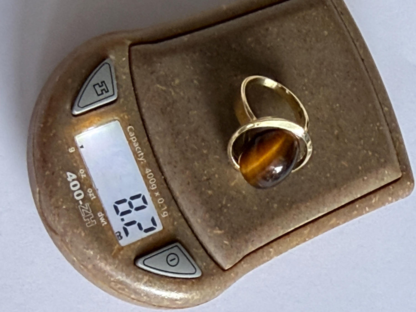 Vintage Scandinavian big designer 14K Gold Tiger’s Eye Ring,  Modernist 585 Gold,  Size 51, 8.2 g, perfect conditionausema jewelry